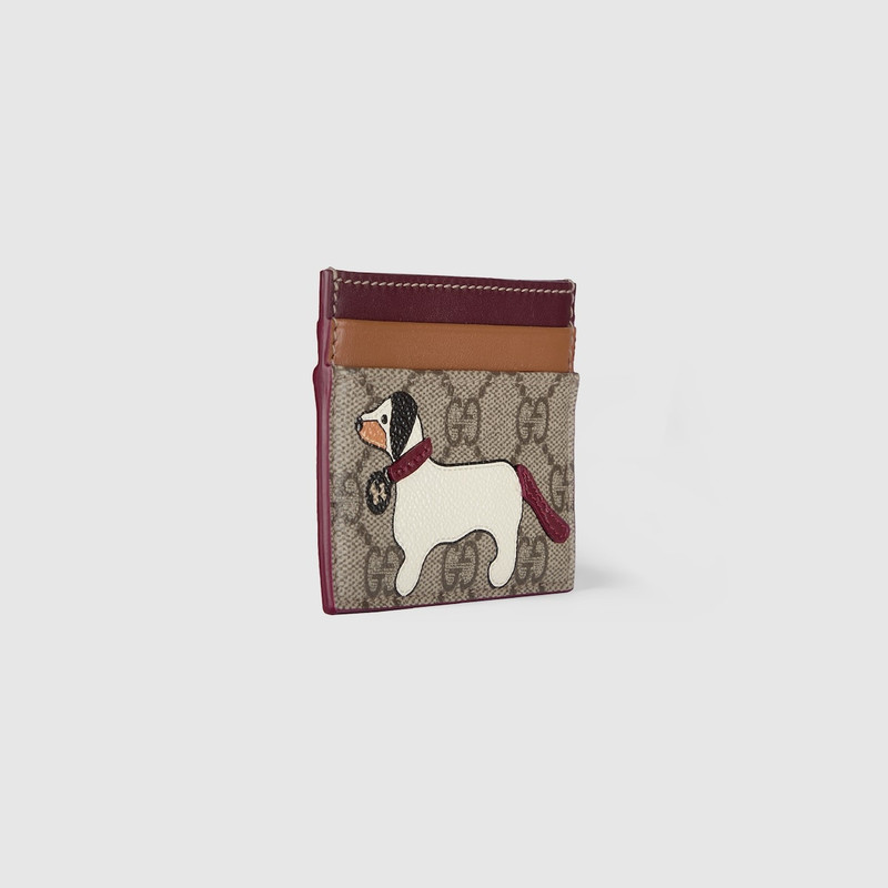 Bi-color GG card case with dog detail 3