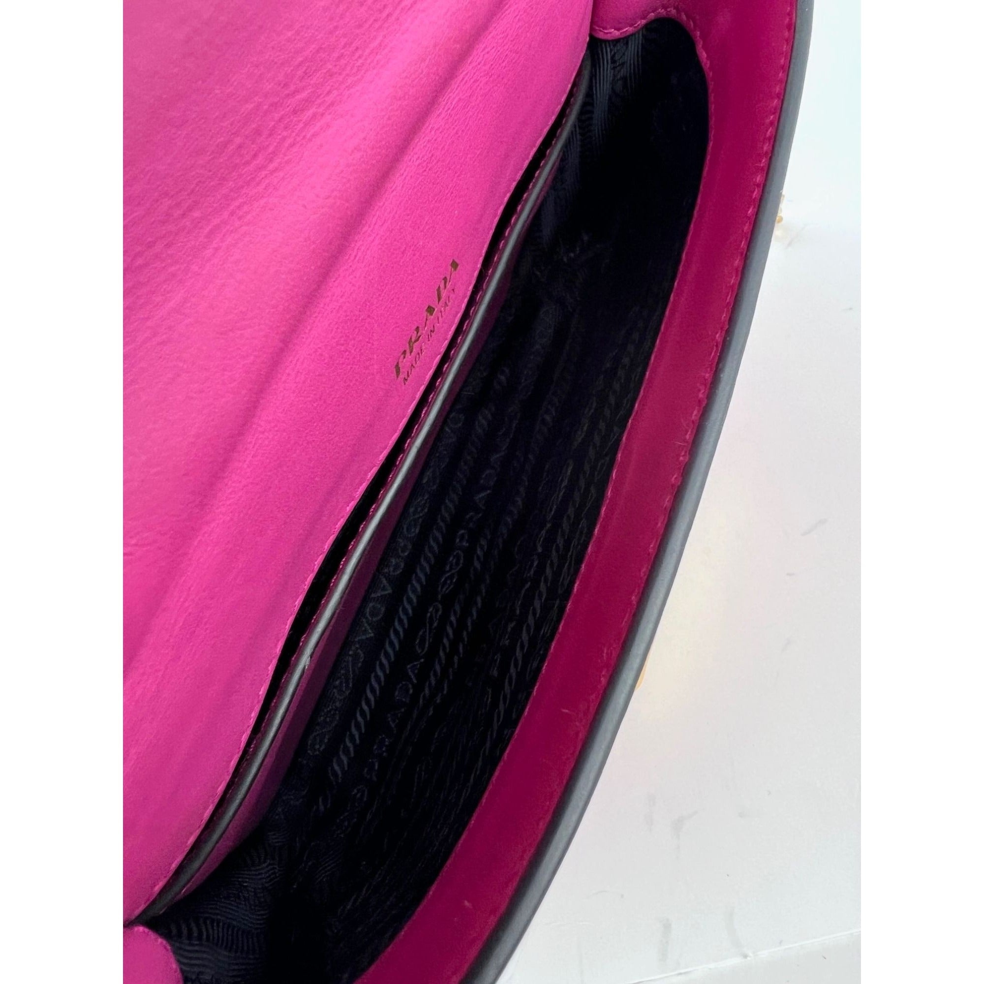 Prada City Calf Cahier Pink Black Leather Crossbody Belt Bag - 3