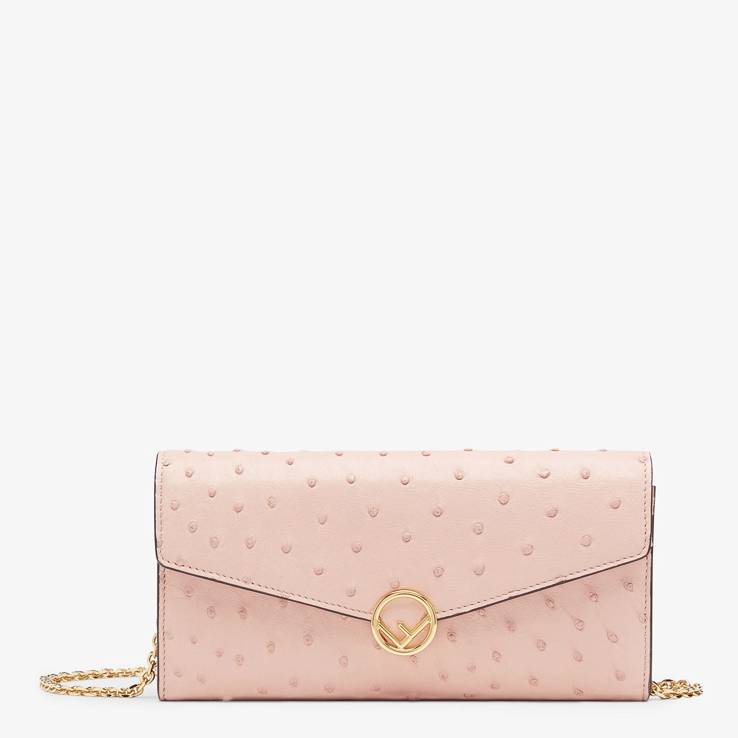 Pink ostrich leather wallet - 1