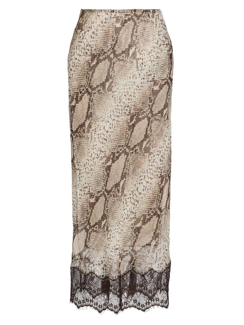 Women's Briva Snakeskin-Print Silk Midi-Skirt - Snake Print Natural 1