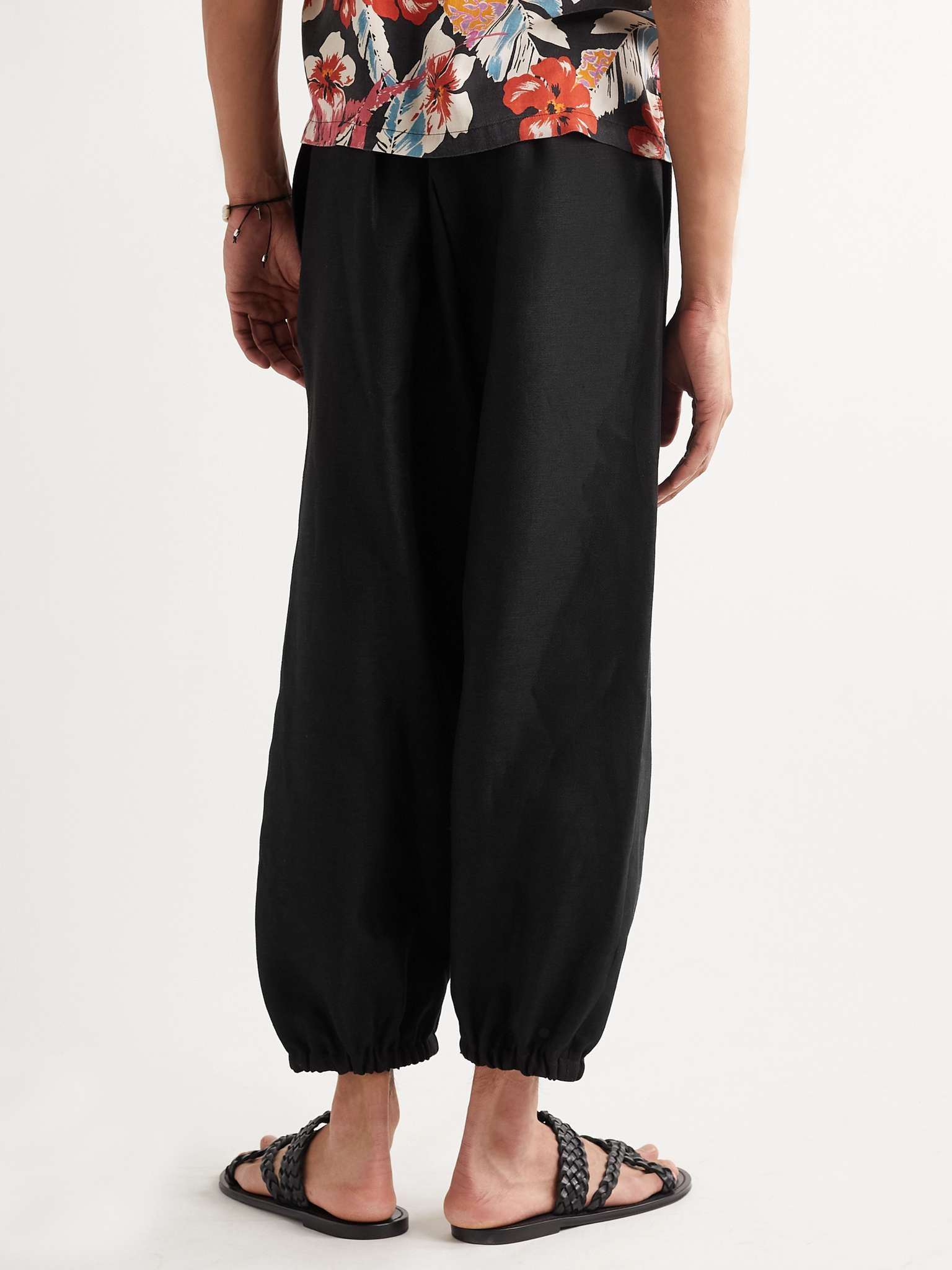 Tapered Pleated Linen and Cotton-Blend Trousers - 4