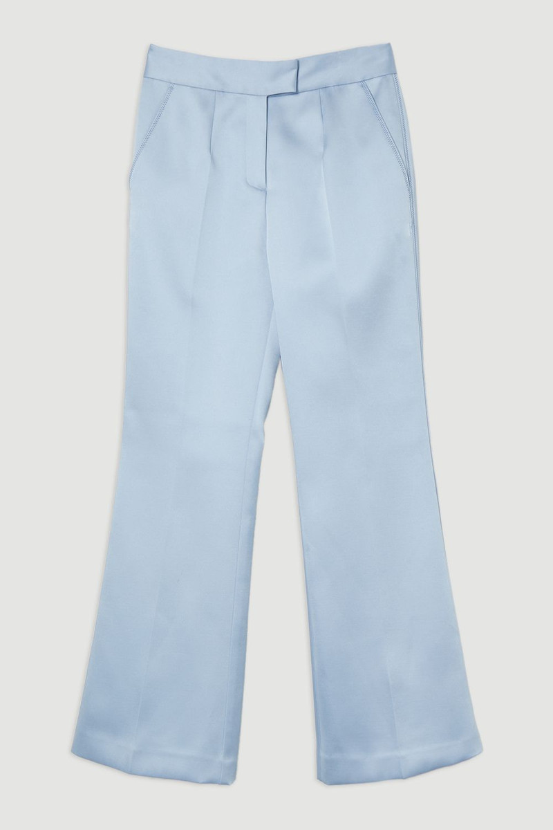 Structured Viscose Satin Stitch Detail Tailored Kickflare Trouser 4