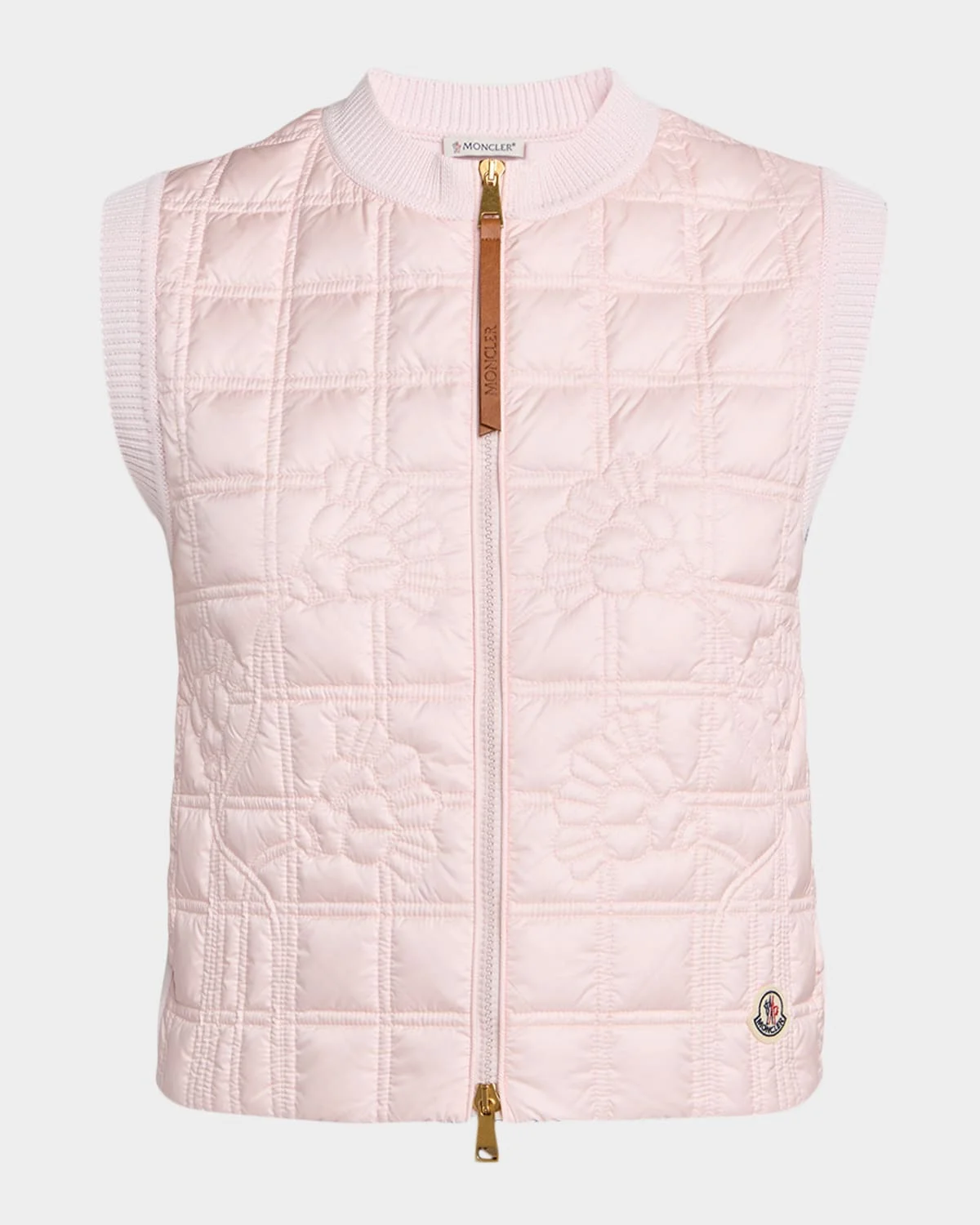 Floral-Quilted Cropped Down Vest - 1