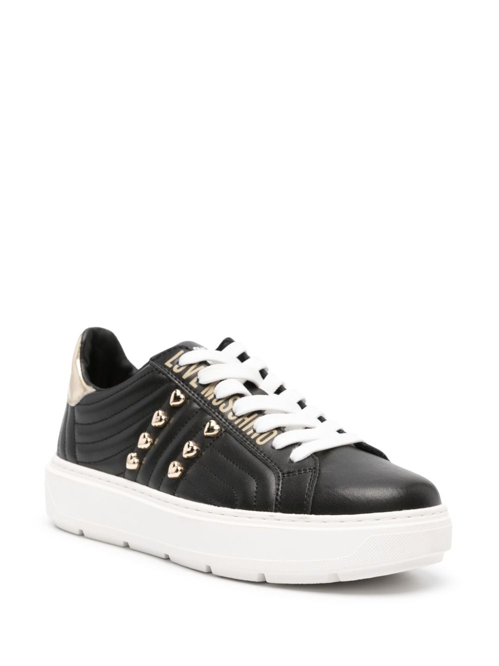 heart-stud quilted leather sneakers - 2