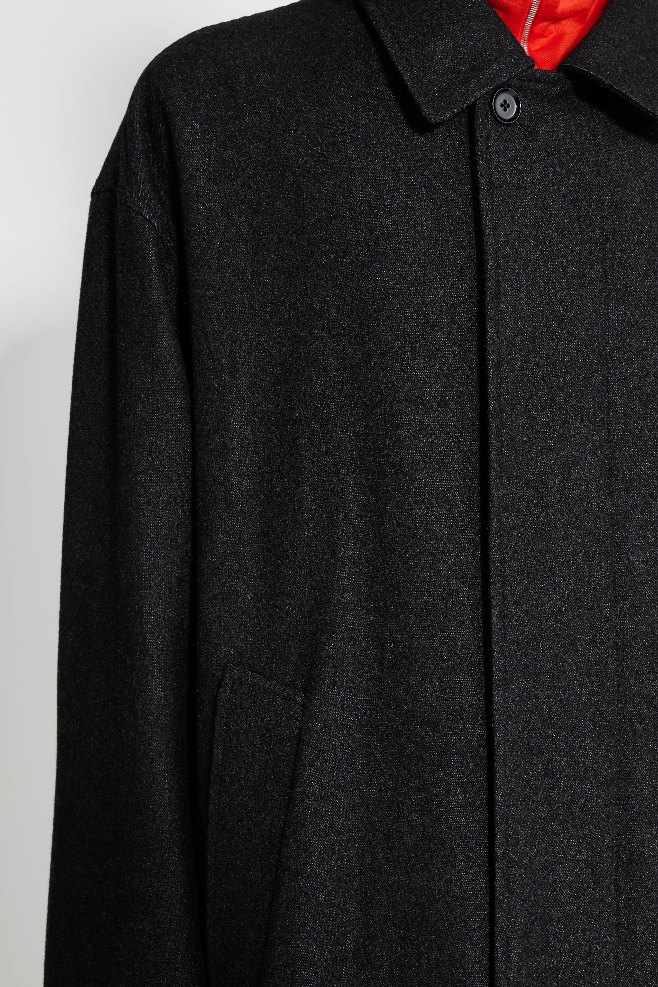 LEMAIRE BOXY OVERCOAT BLACK / GREY MELANGE - 5