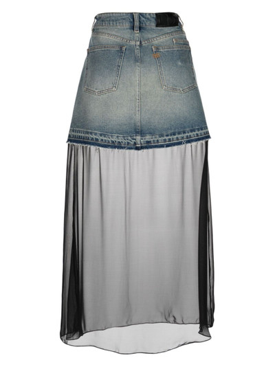 Ports 1961 sheer-panel washed-denim skirt outlook