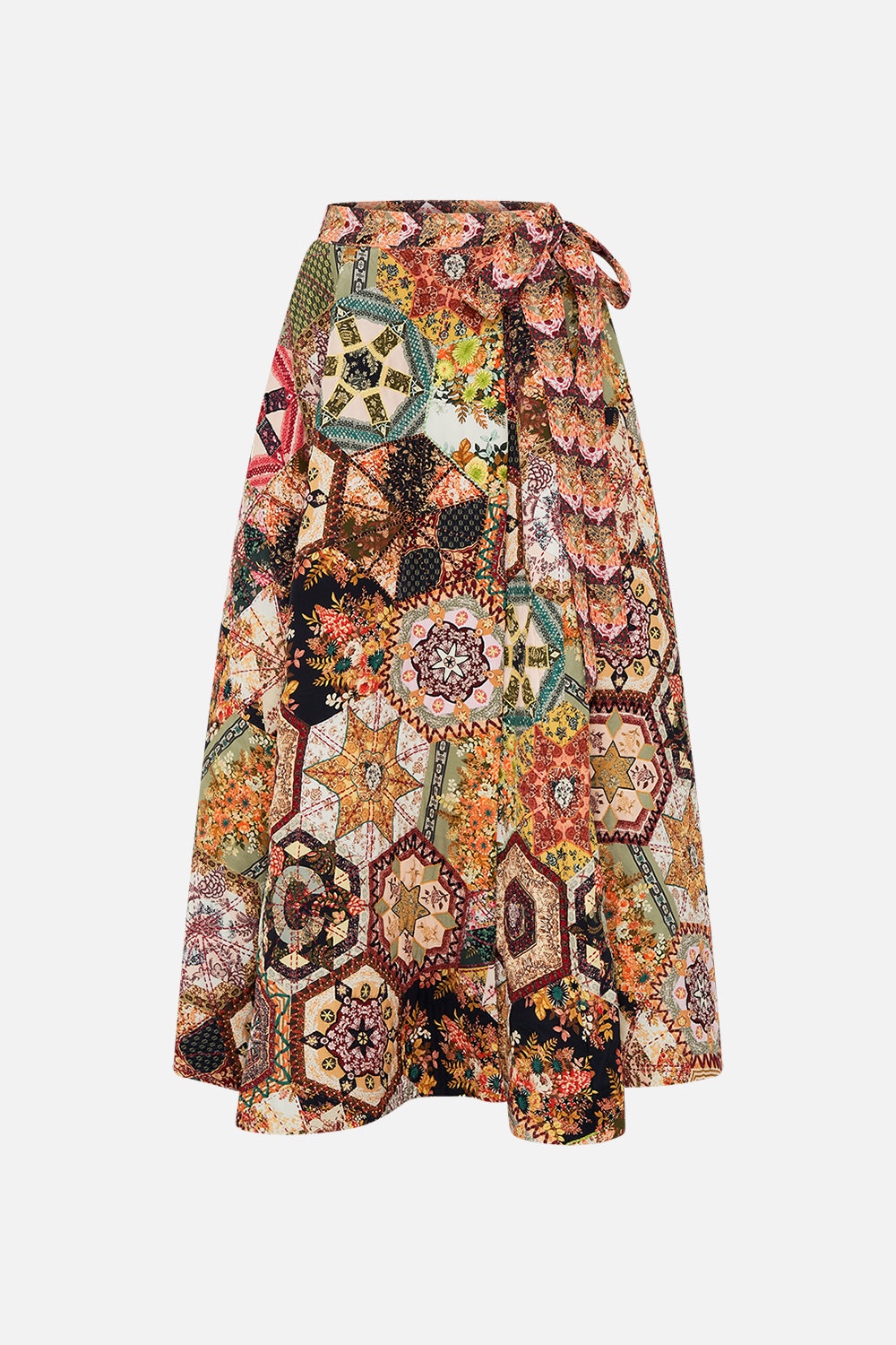 REVERSIBLE EMBROIDERED QUILTED WRAP SKIRT - 1
