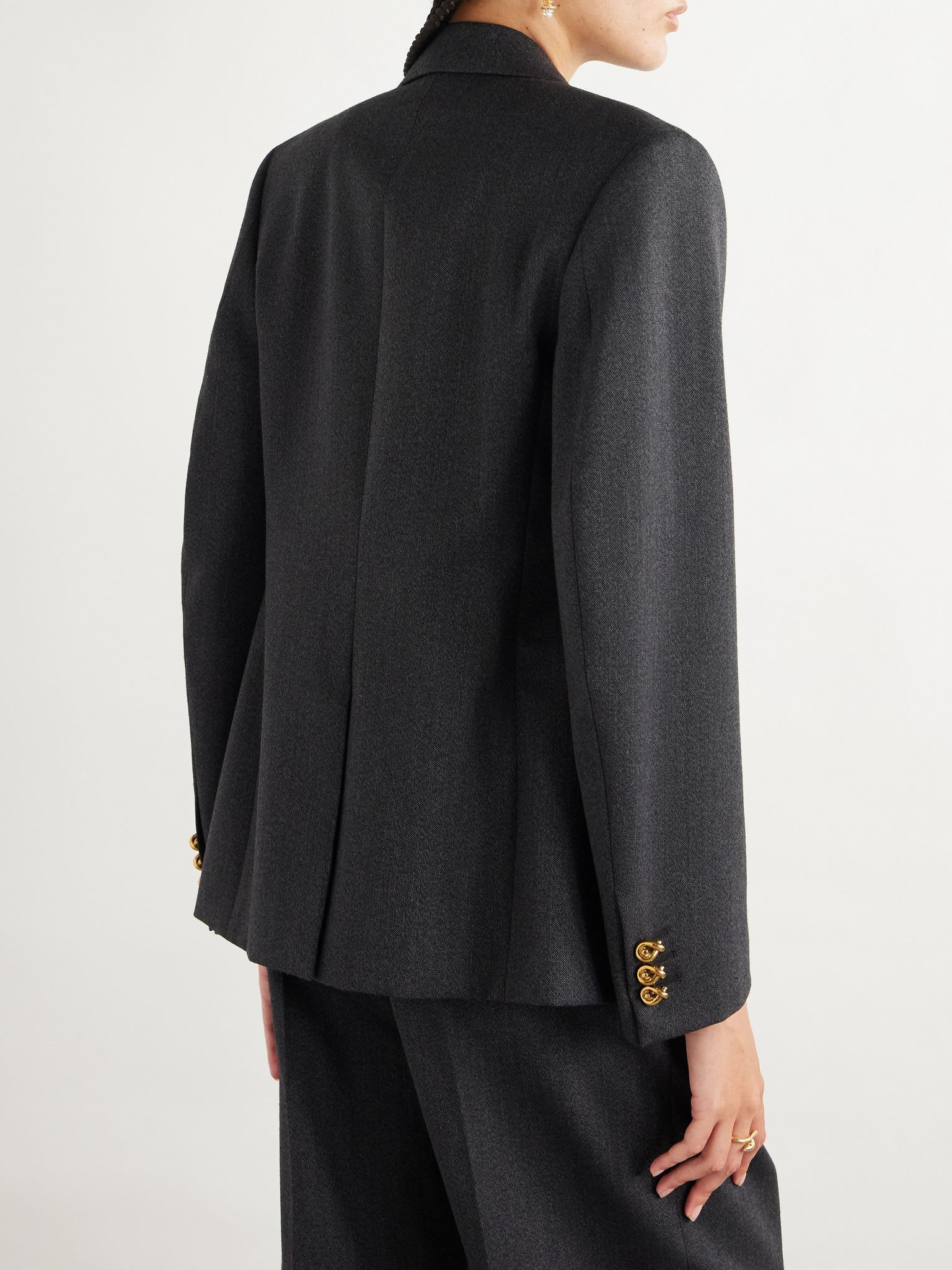 Double-breasted wool-twill blazer Black - 3