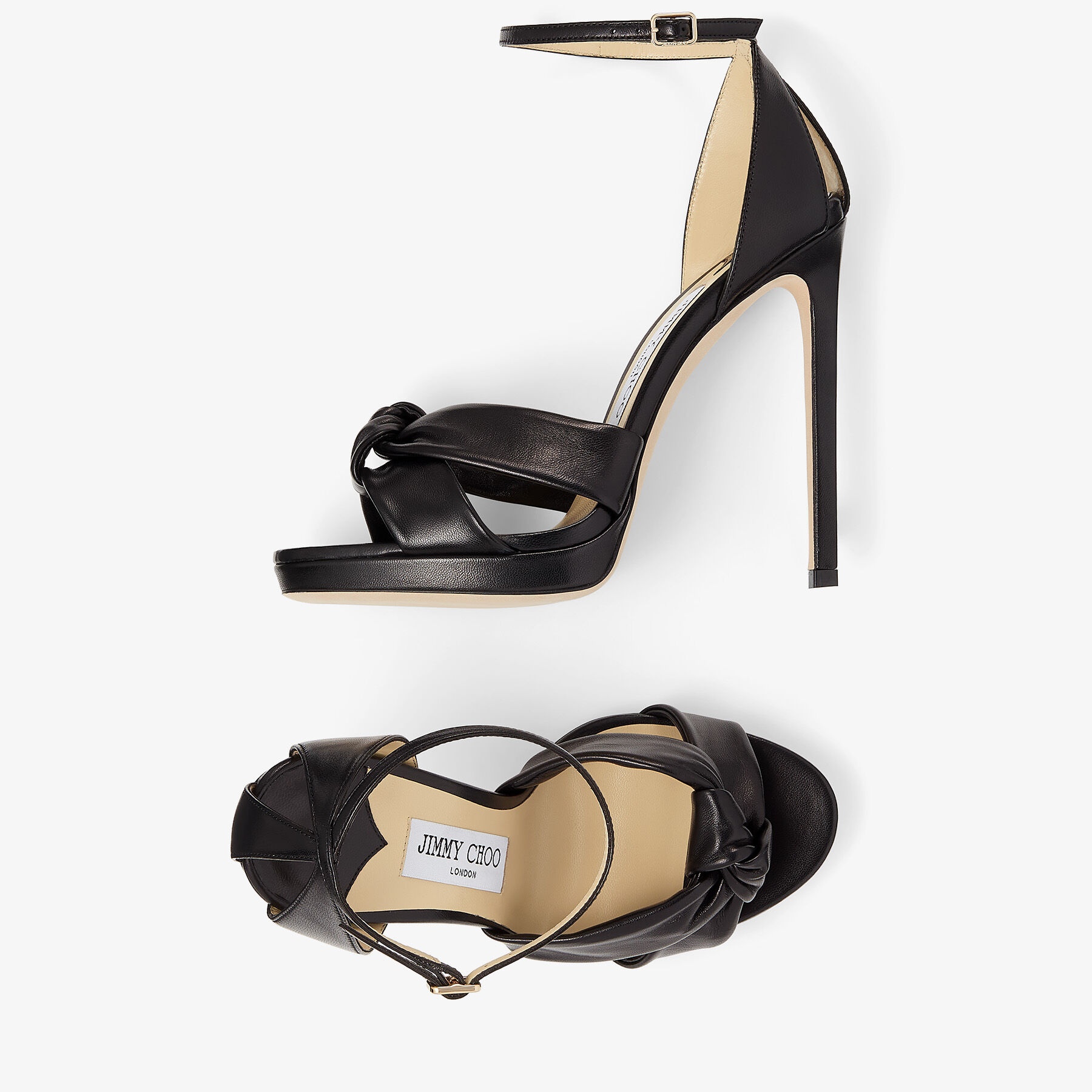 Rosie 120
Black Nappa Leather Platform Sandals - 5