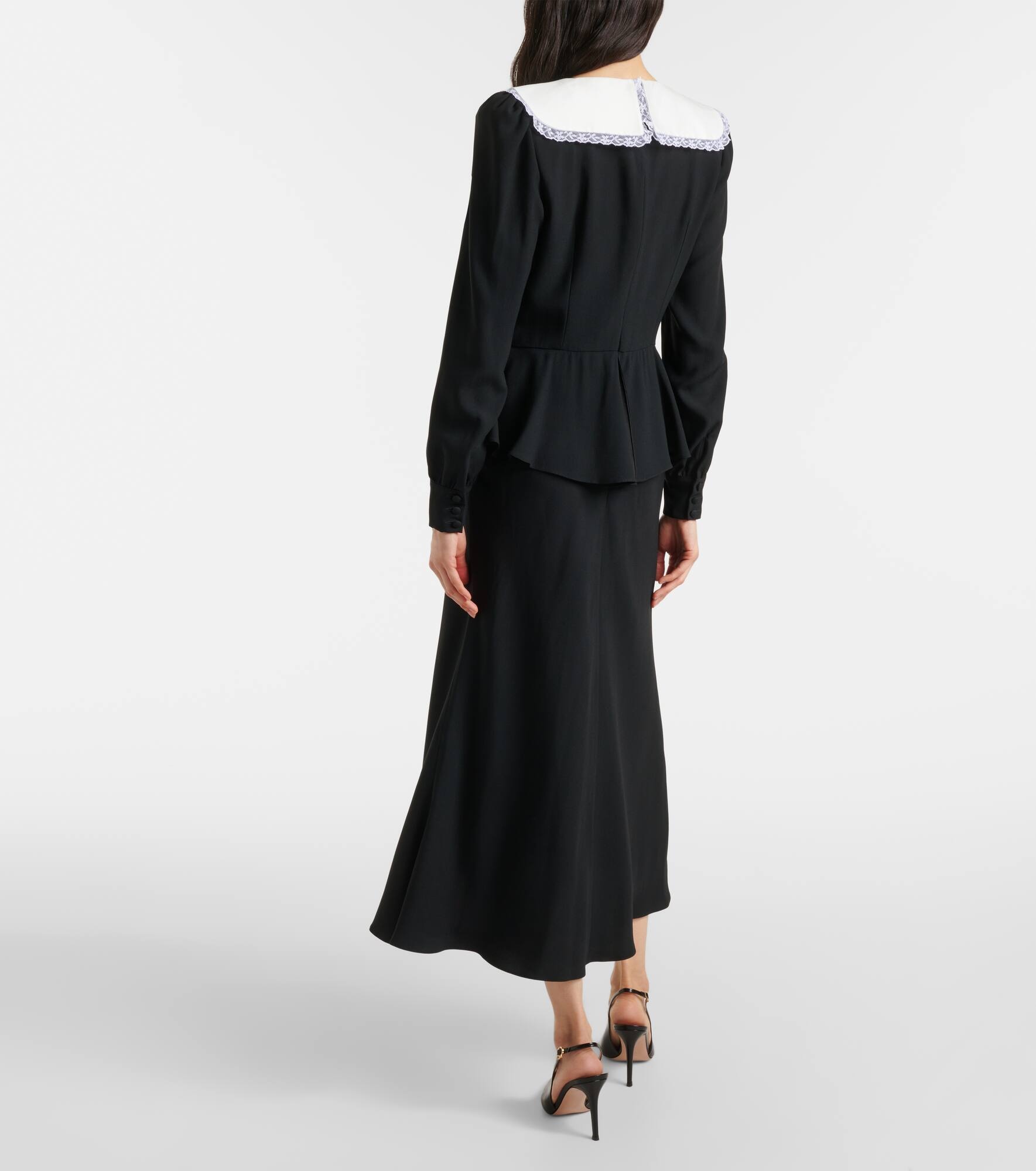 Bow-detail peplum satin midi dress - 3