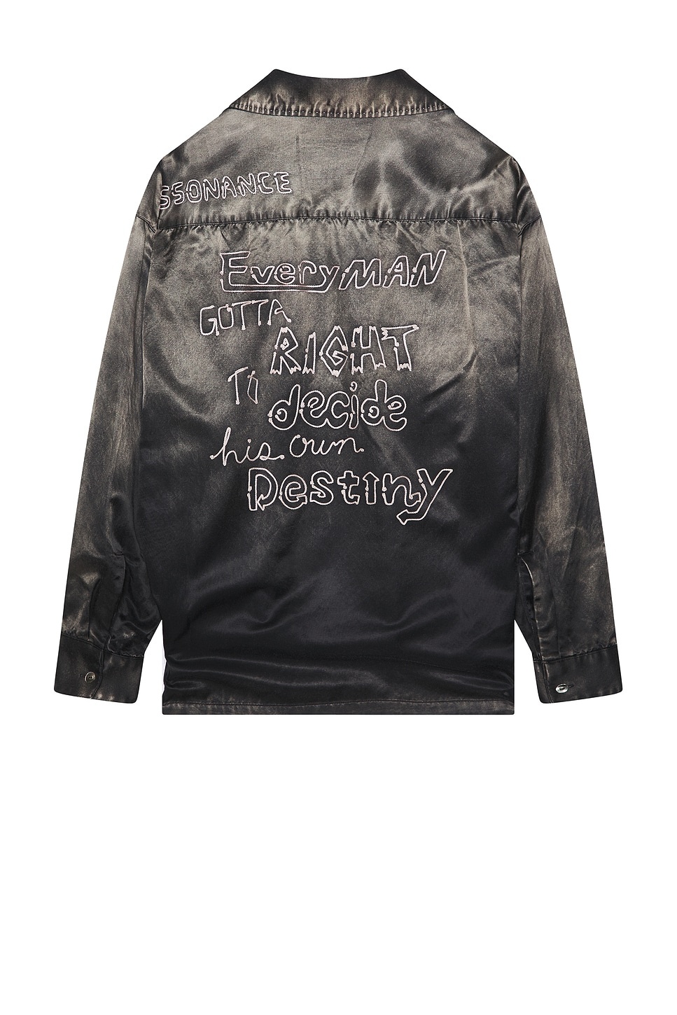 Bleached Long Sleeve Satin Shirt - 2