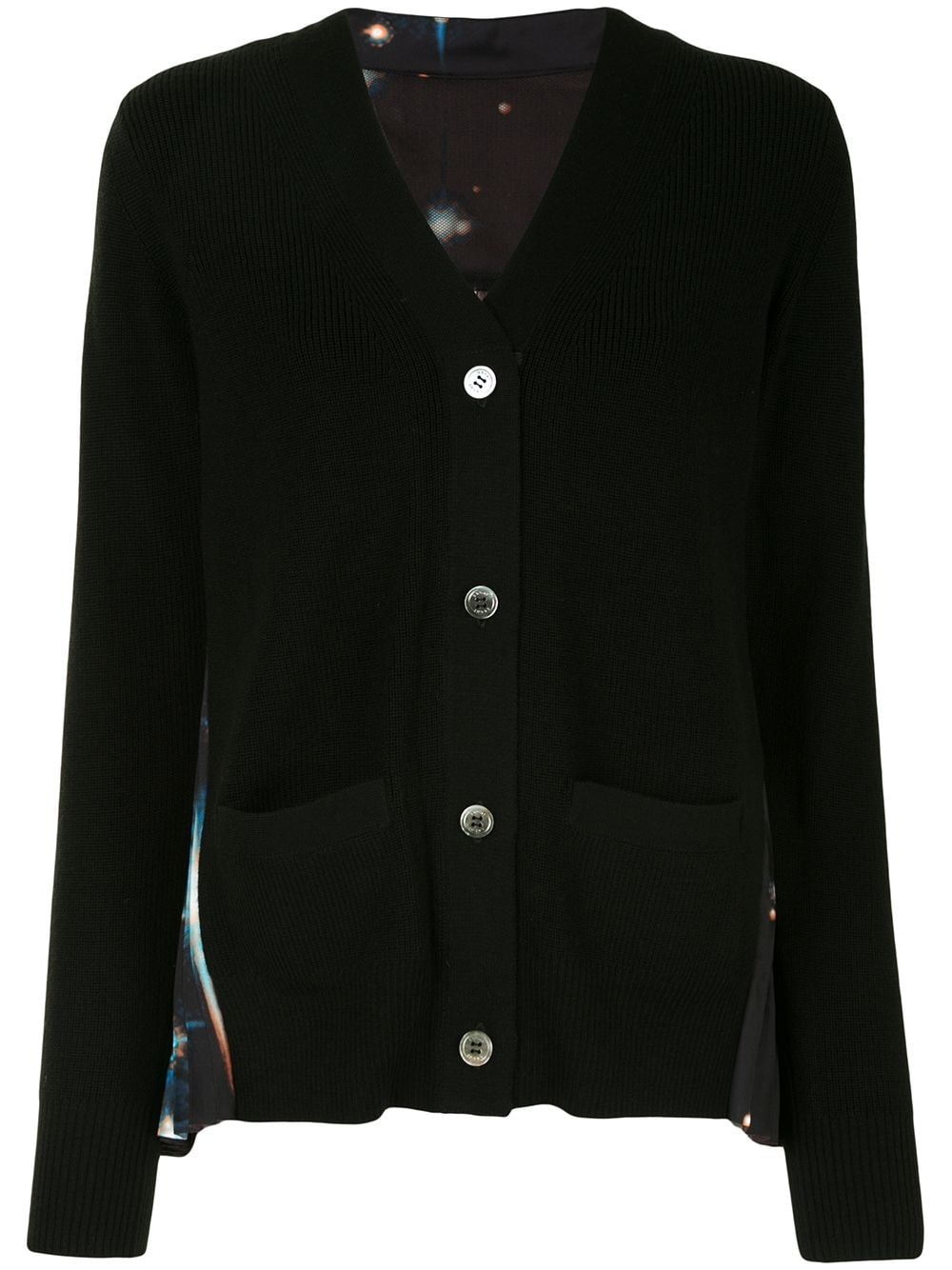 contrast button-down cardigan - 1