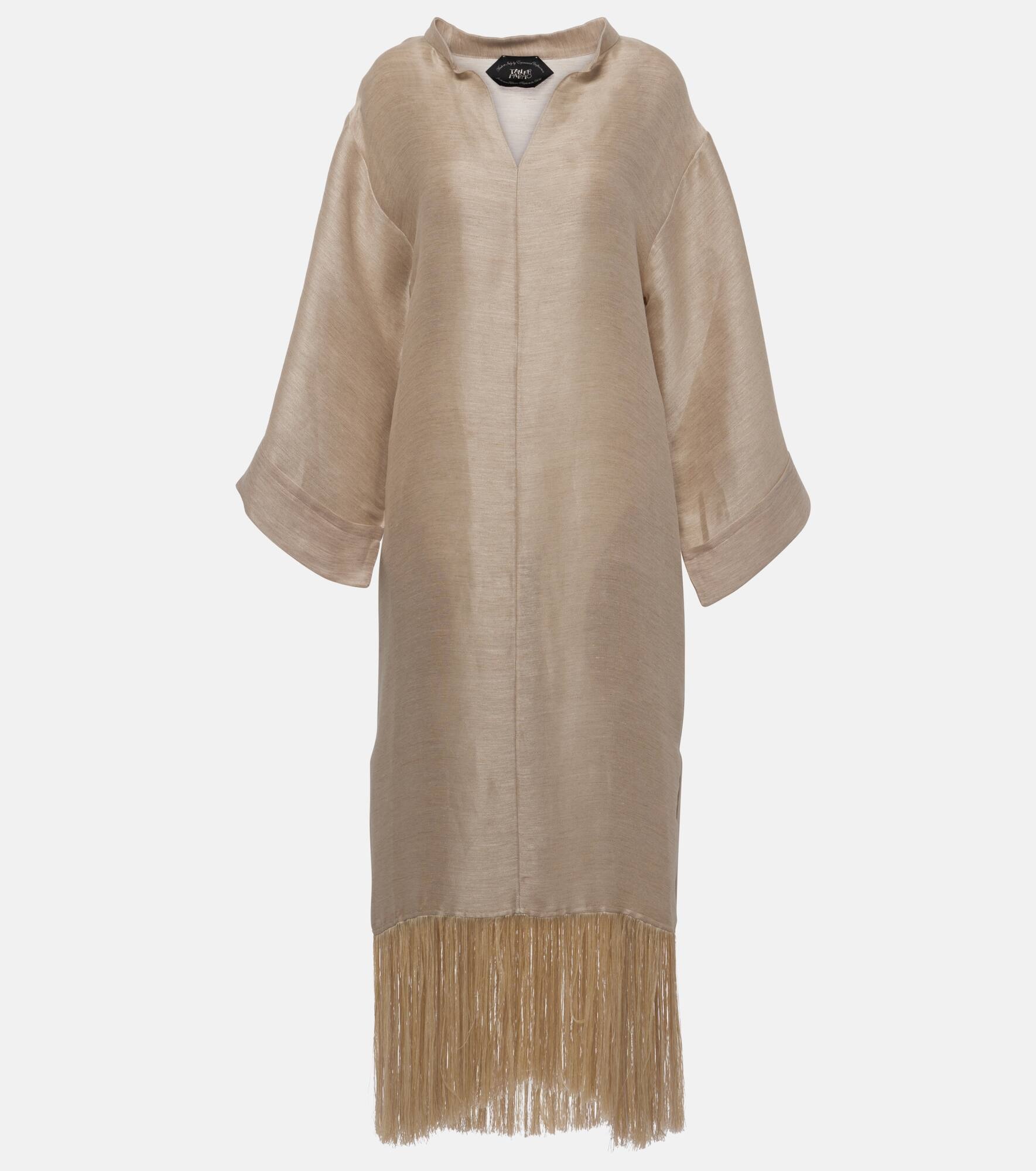 Tigris fringed linen-blend shift dress - 1