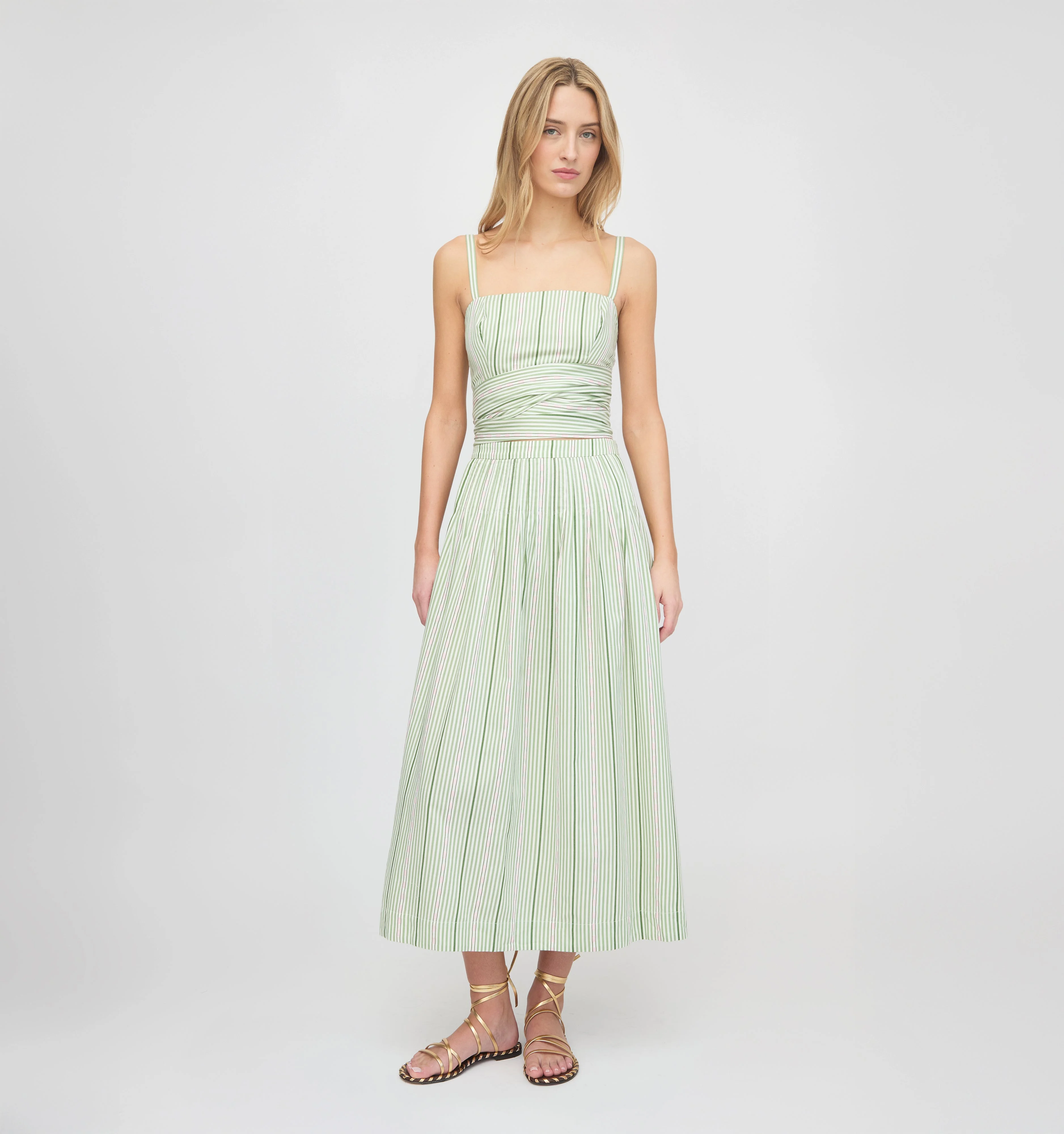 The Ame Skirt - Green Jacquard Stripe - 1