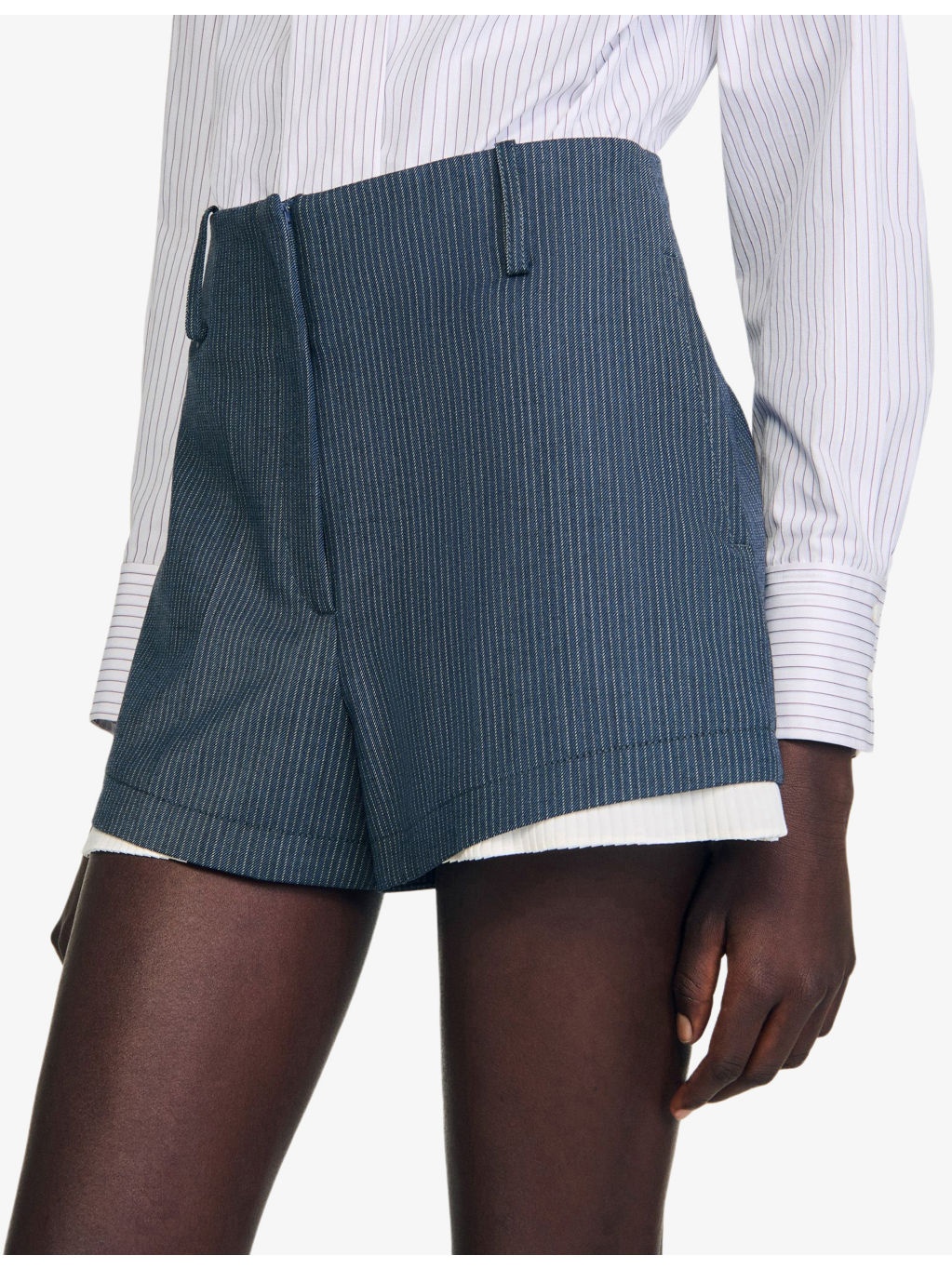 Striped High-Rise Woven Shorts - 5