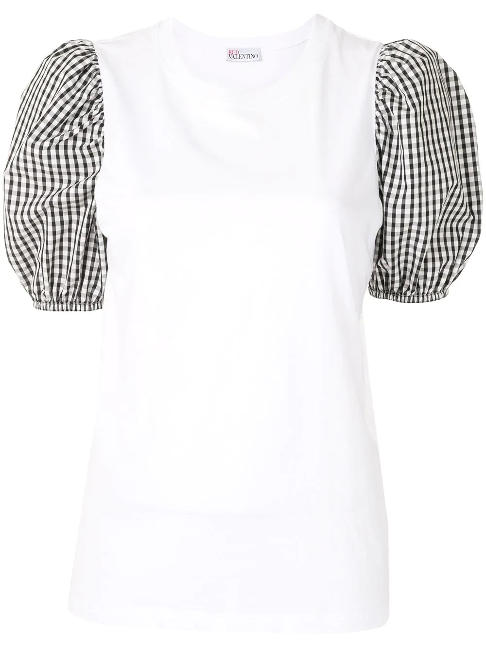 gingham puff sleeve t-shirt - 1