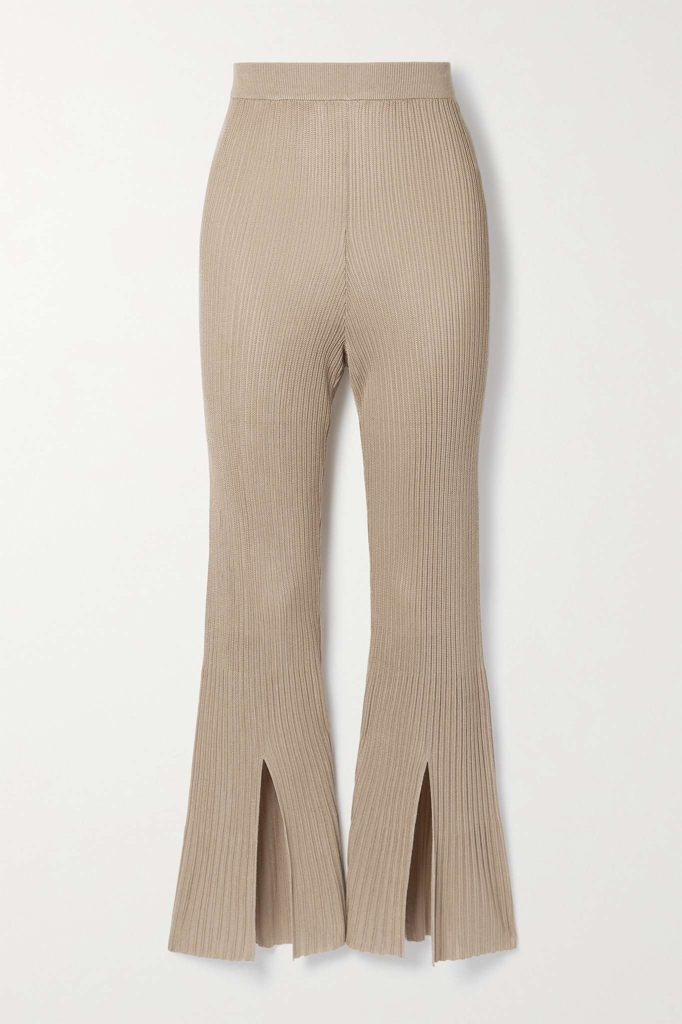 Dalia ribbed-knit flared pants - 1