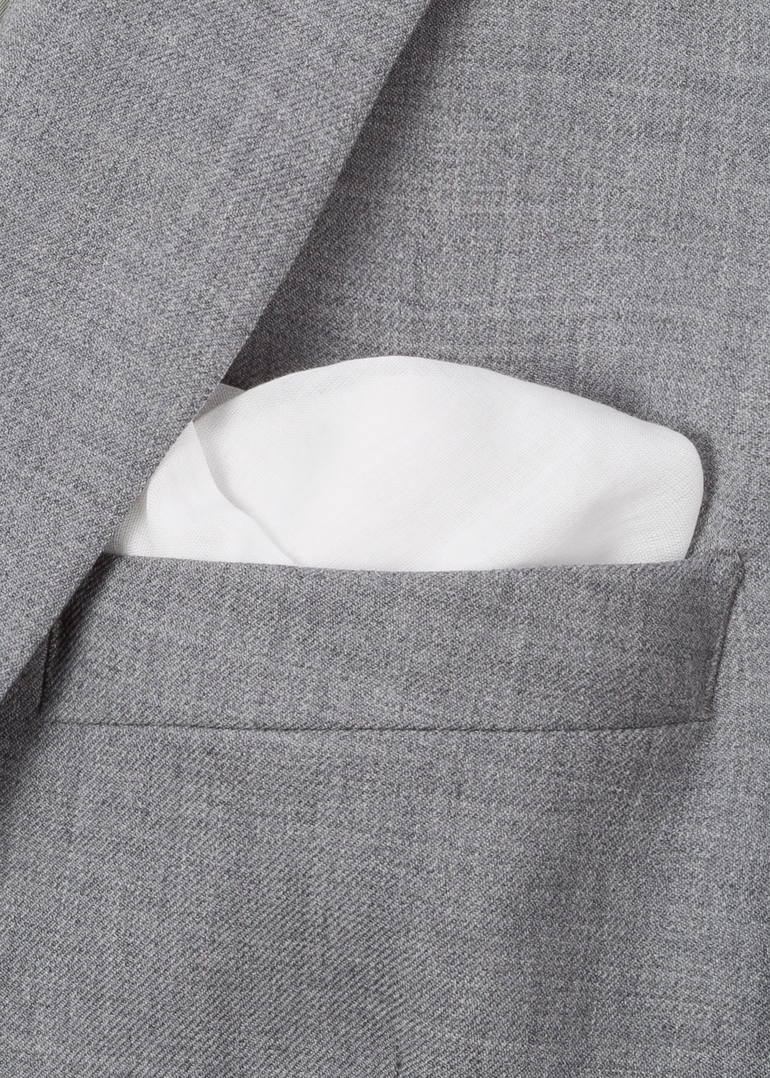 White Cotton Pocket Square With 'Signature Stripe' Border - 2