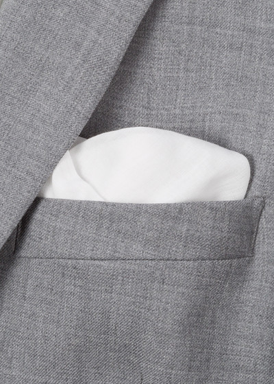 Paul Smith White Cotton Pocket Square With 'Signature Stripe' Border outlook