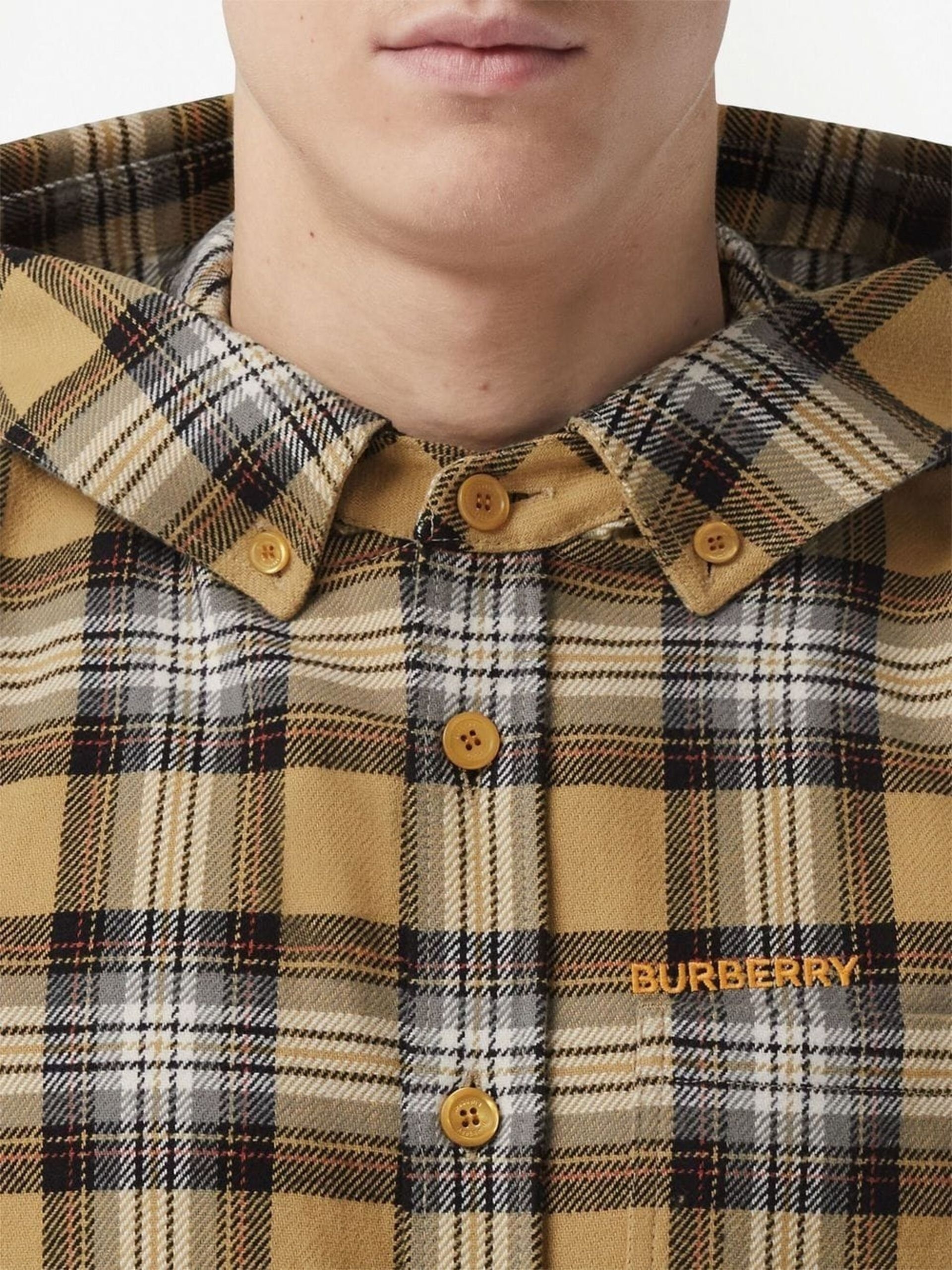 neutral check print hooded shirt - 5