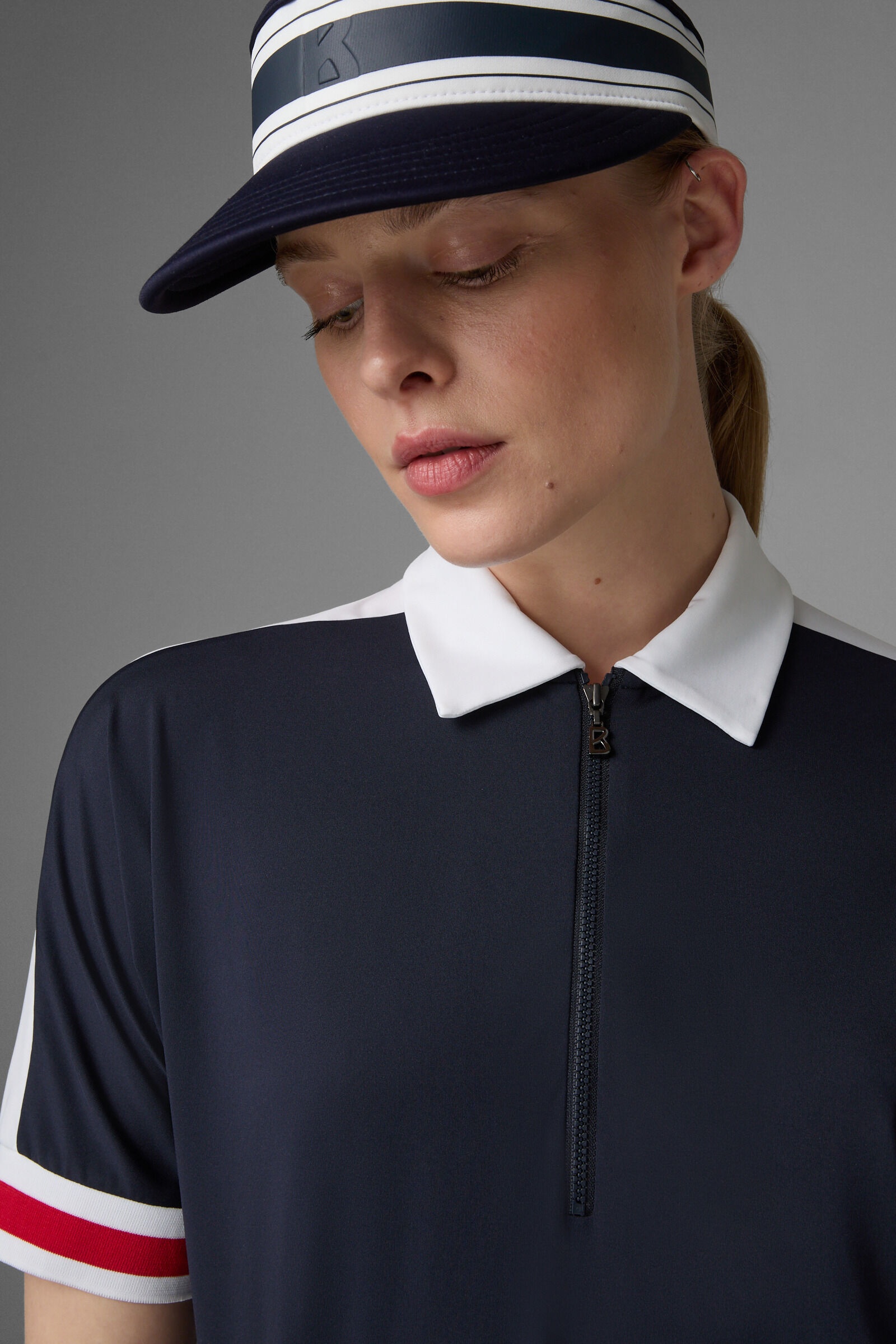 Amelia functional polo shirt in Navy blue/Red - 5