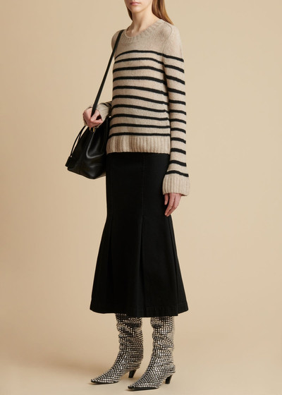 KHAITE The Tilda Sweater in Powder and Black Stripe outlook