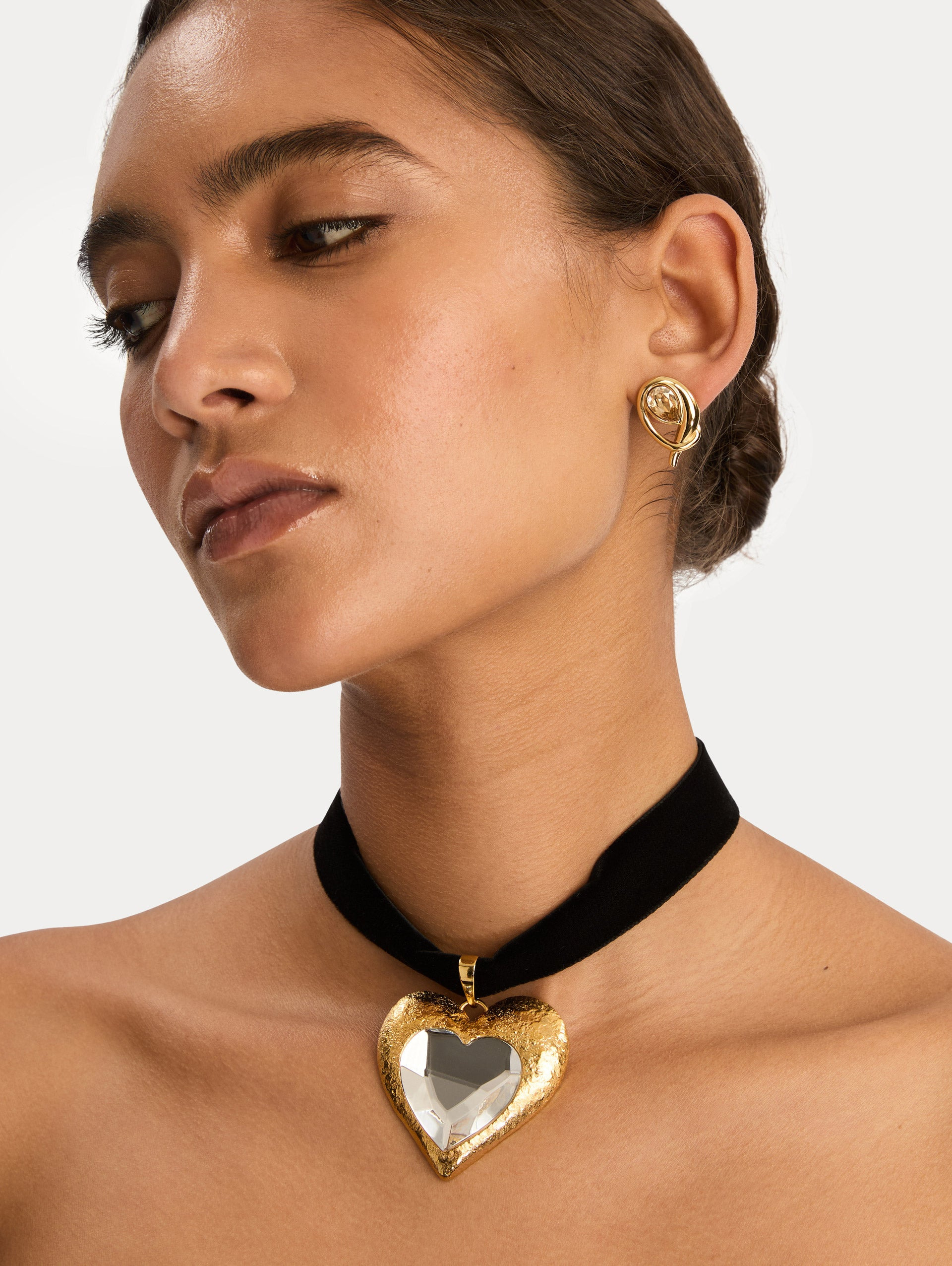 HAMMERED HEART VELVET NECKLACE - 2