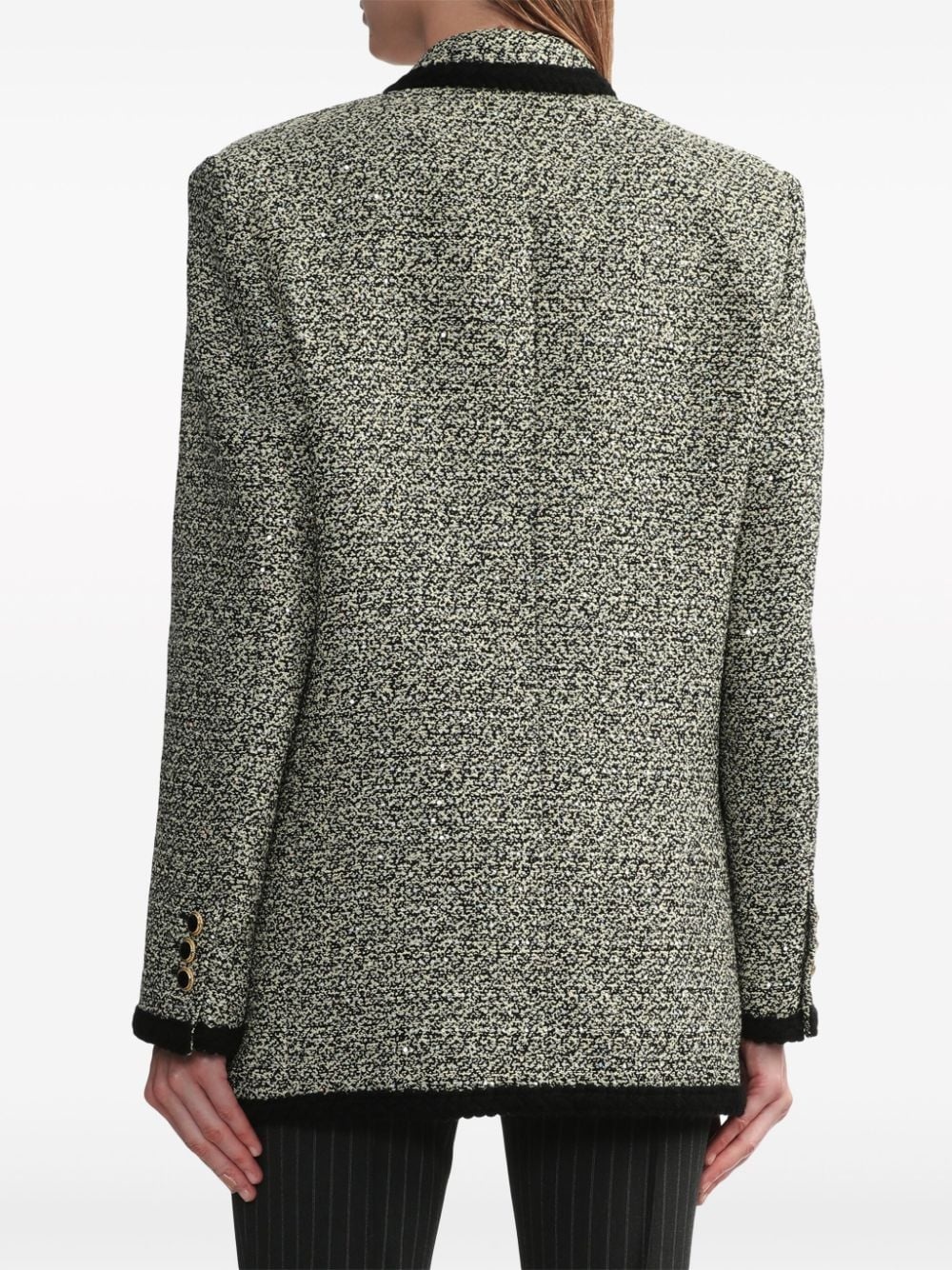 single-breasted tweed blazer - 4