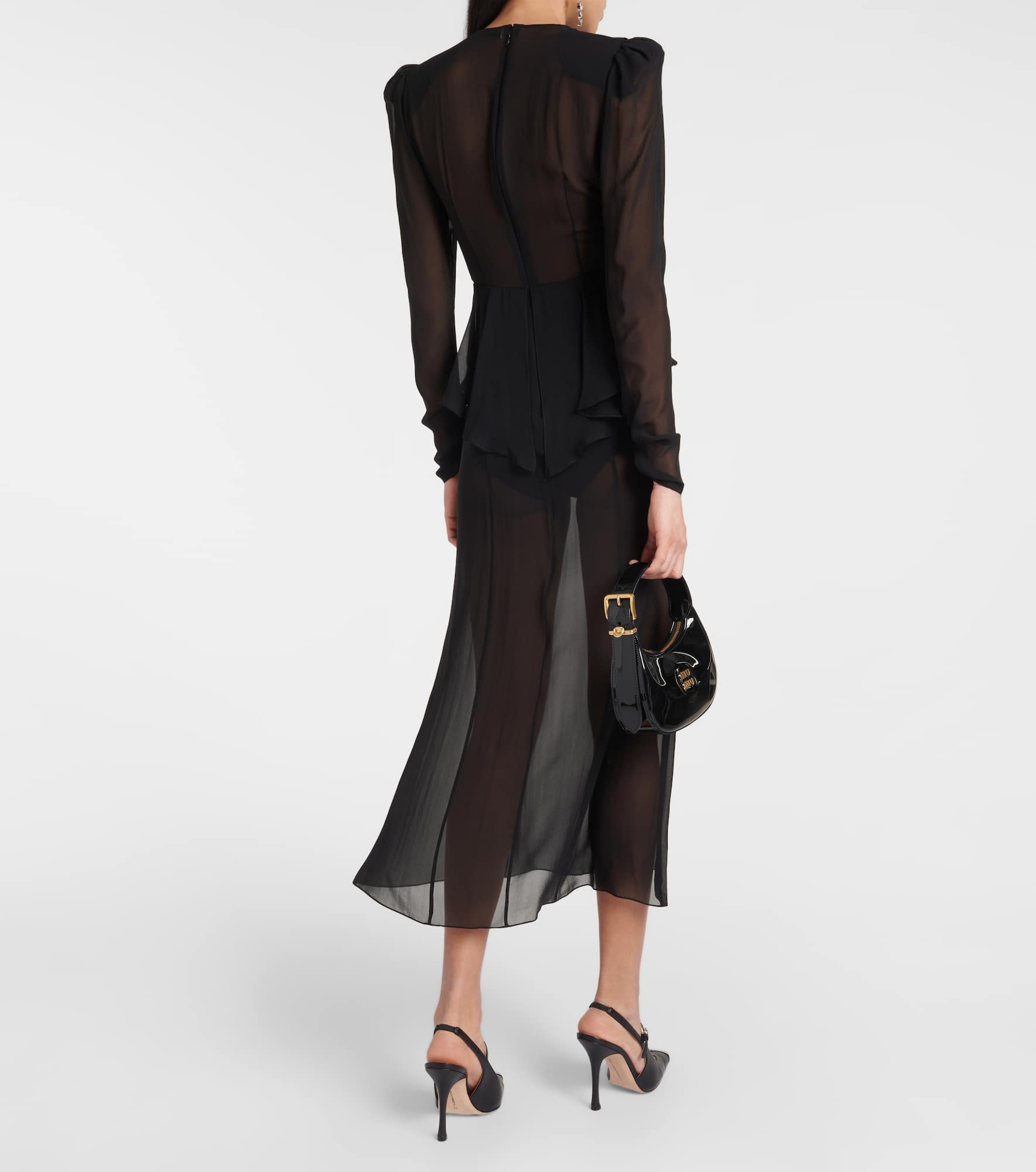 Silk georgette midi dress - 3