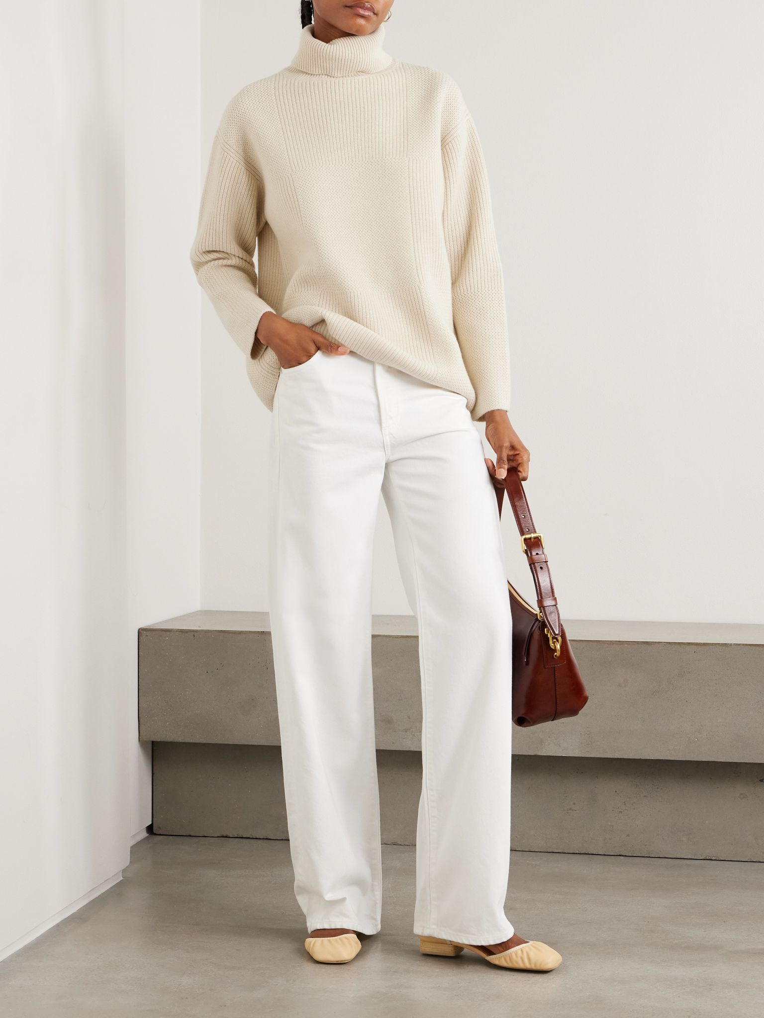 Merino wool turtleneck sweater Beige - 2