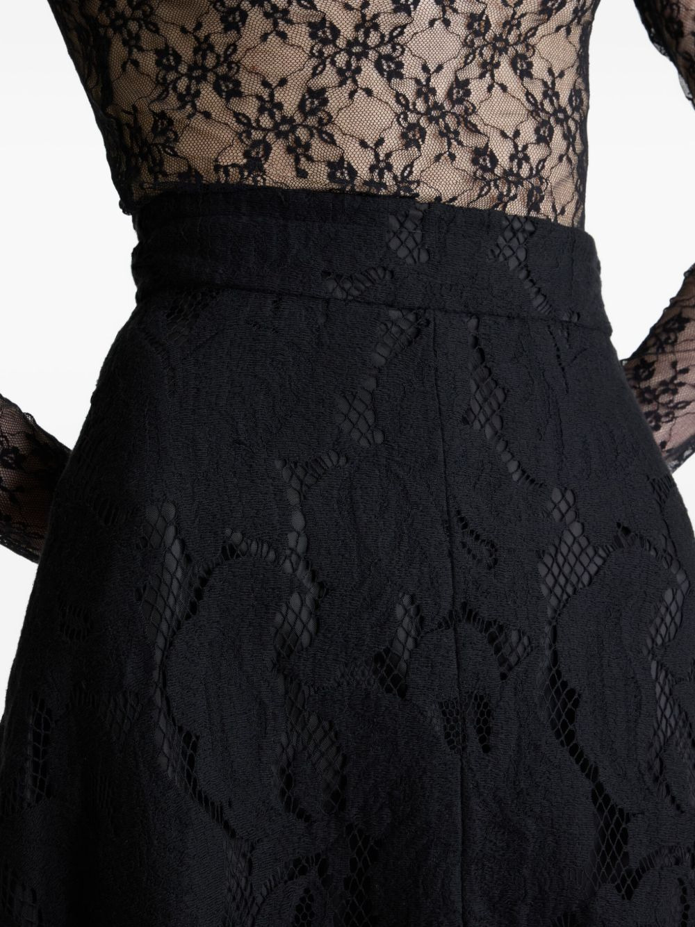 asymmetric lace midi skirt - 4