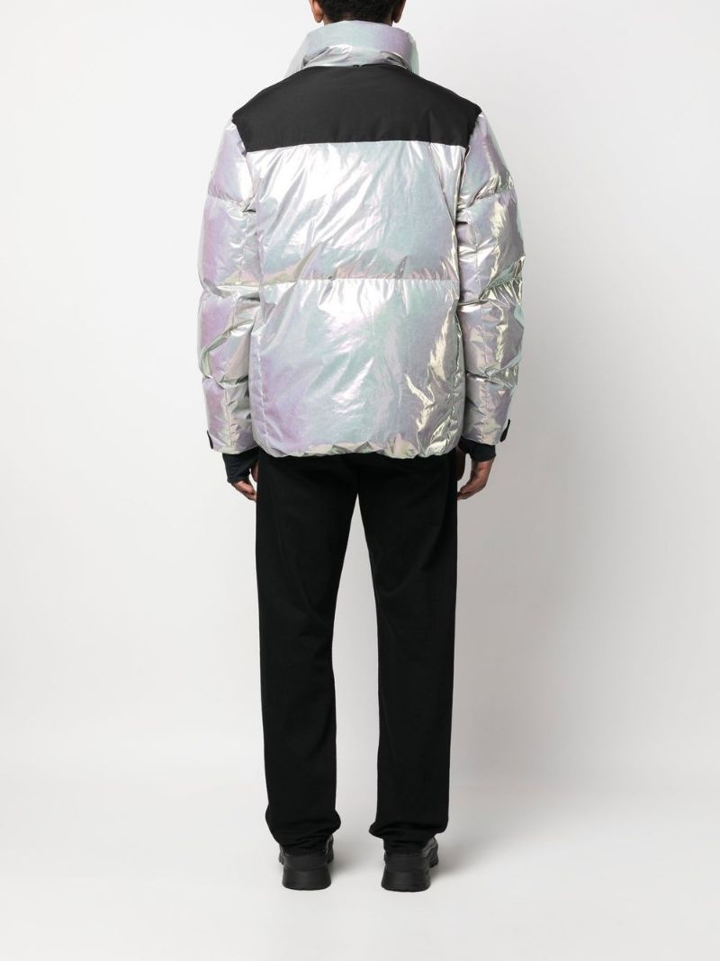 metallic padded-design jacket - 6
