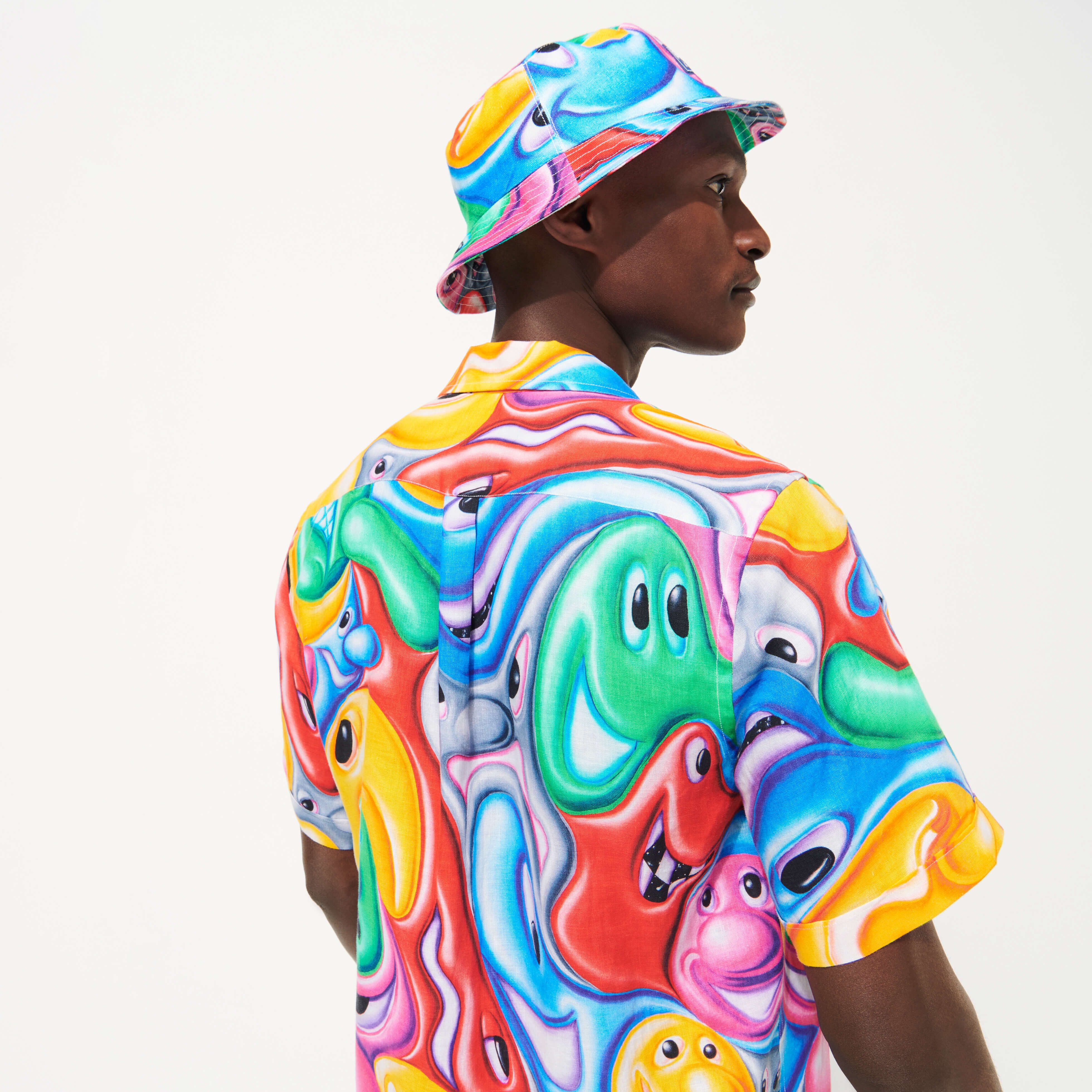 Men Linen Bowling Shirt Faces In Places - Vilebrequin x Kenny Scharf - 7