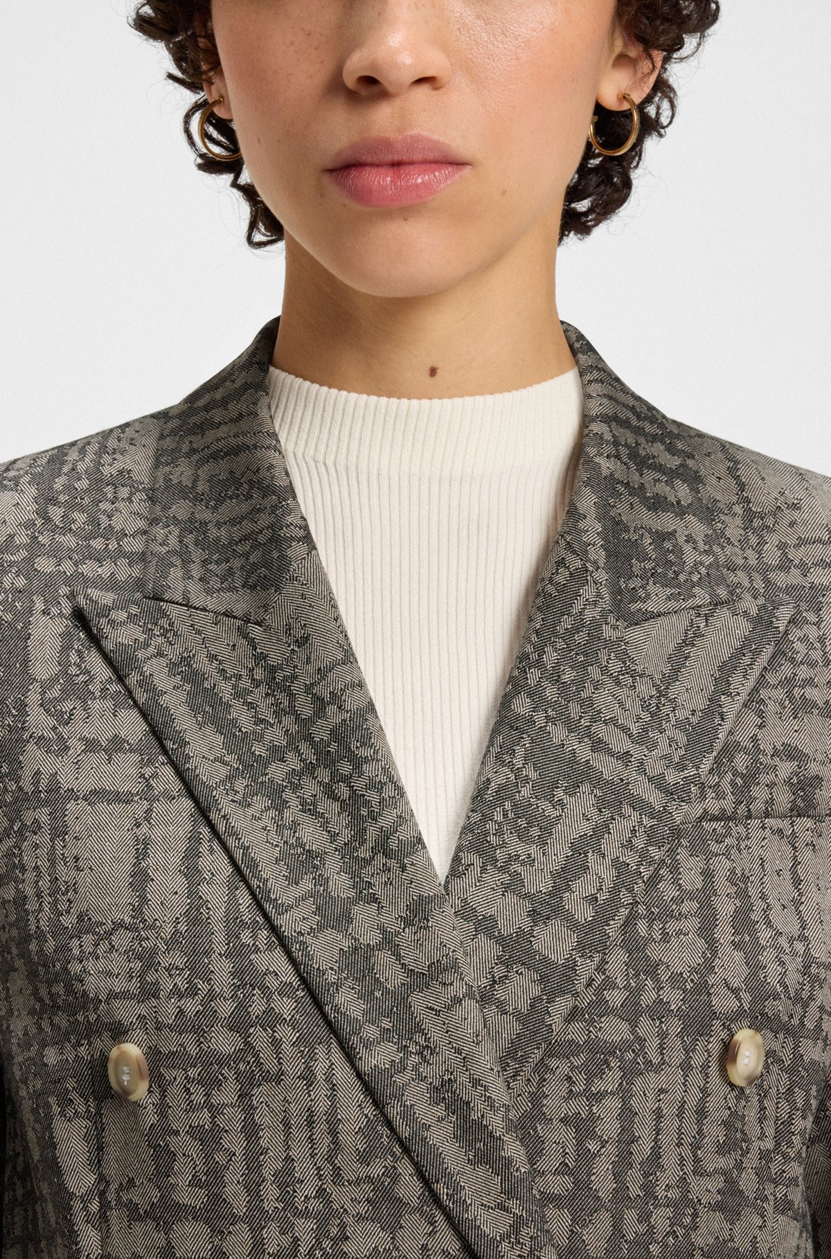 REGULAR-FIT BLAZER WITH HERRINGBONE CHECK - 5