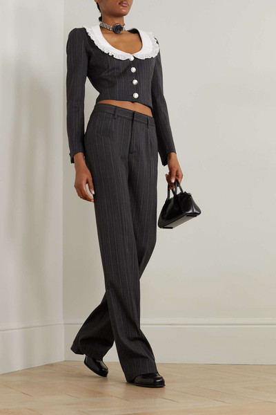 Alessandra Rich Striped wool-blend straight-leg pants outlook