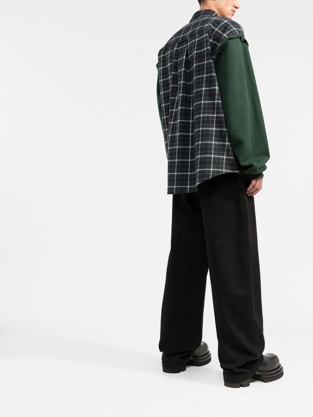 checked panelled shirt - 4