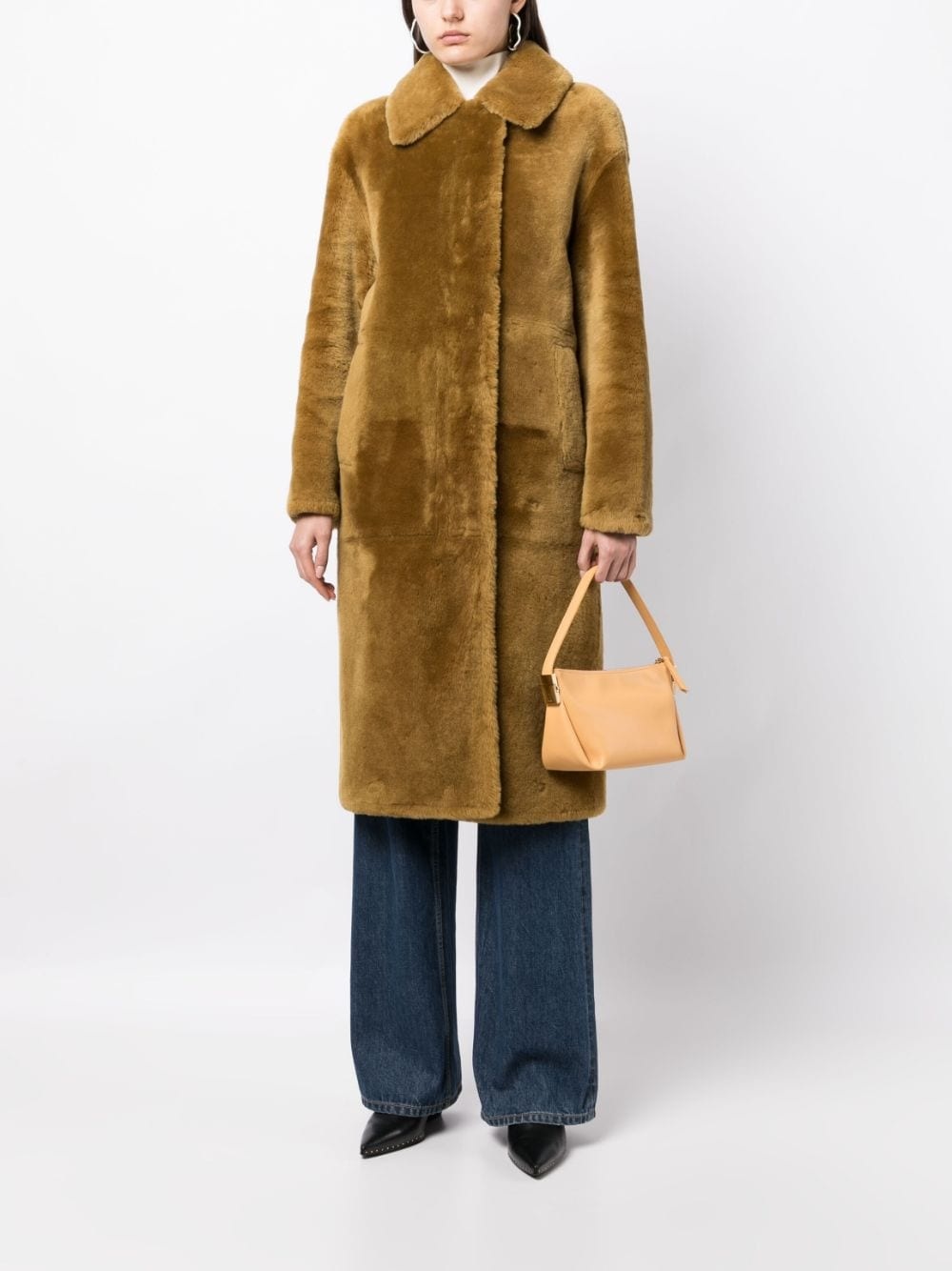 faux-fur mid-length coat - 2