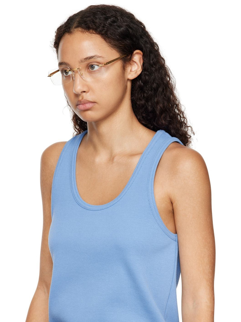 Gold 'Santos de Cartier' Rectangular Titanium Glasses 4