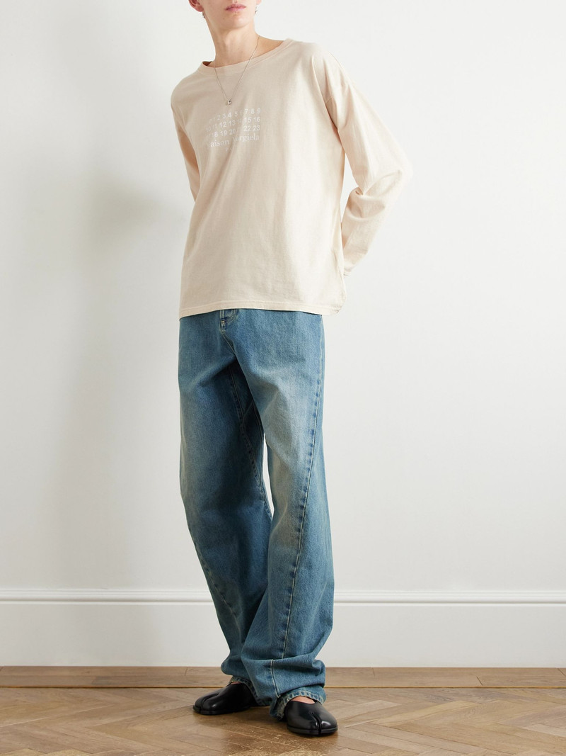 Maison Margiela Logo-Print Cotton-Jersey T-Shirt Ecru outlook