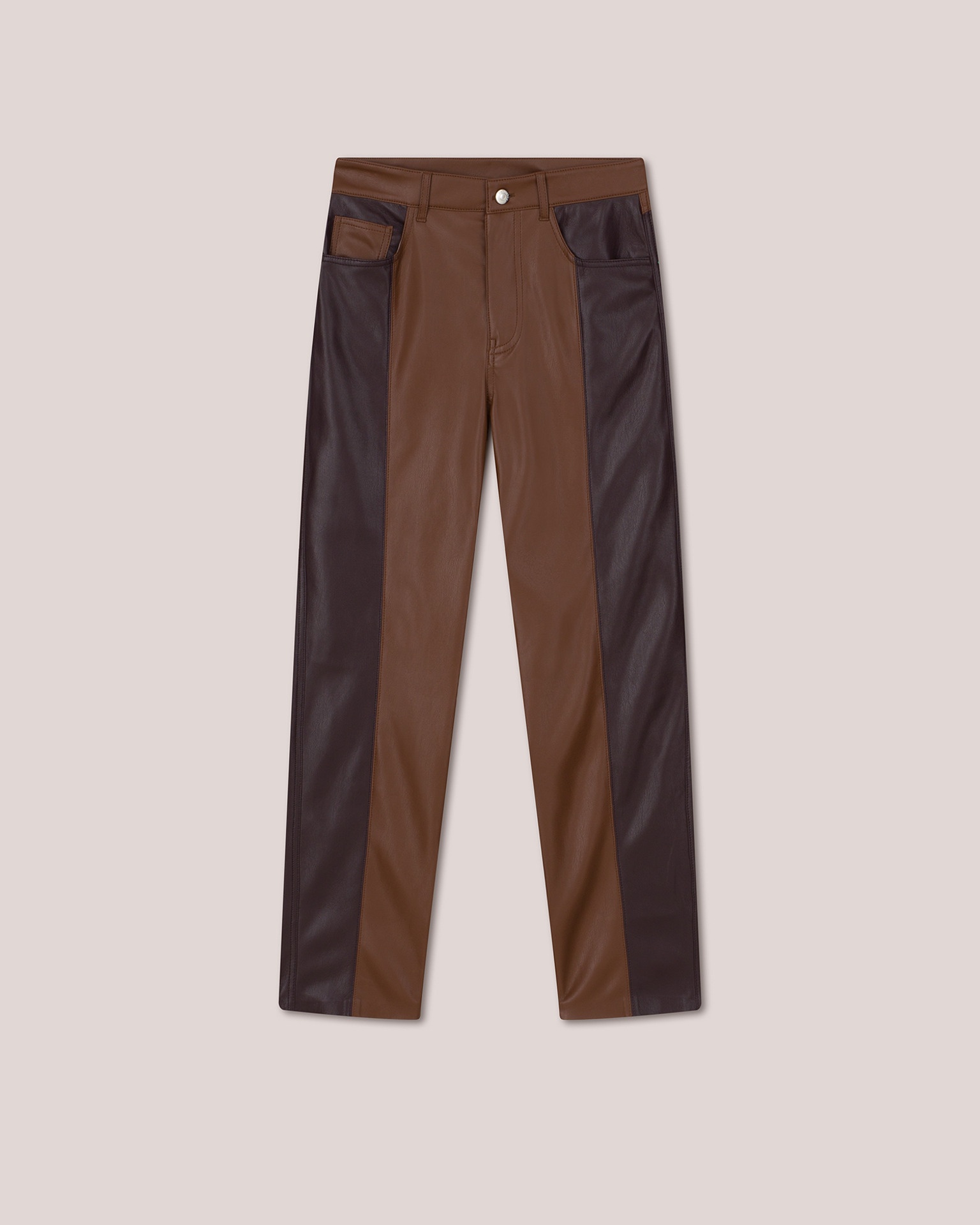 VINNI - Upcycled patchwork trousers - Aubergine/Rootbeer - 1
