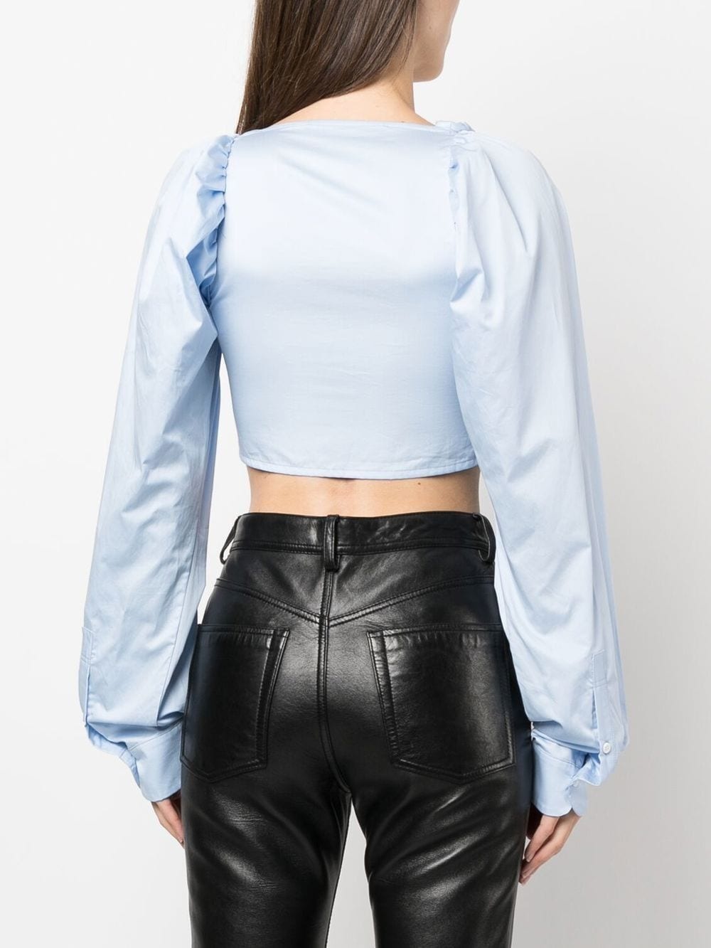 cropped button-fastening blouse - 4