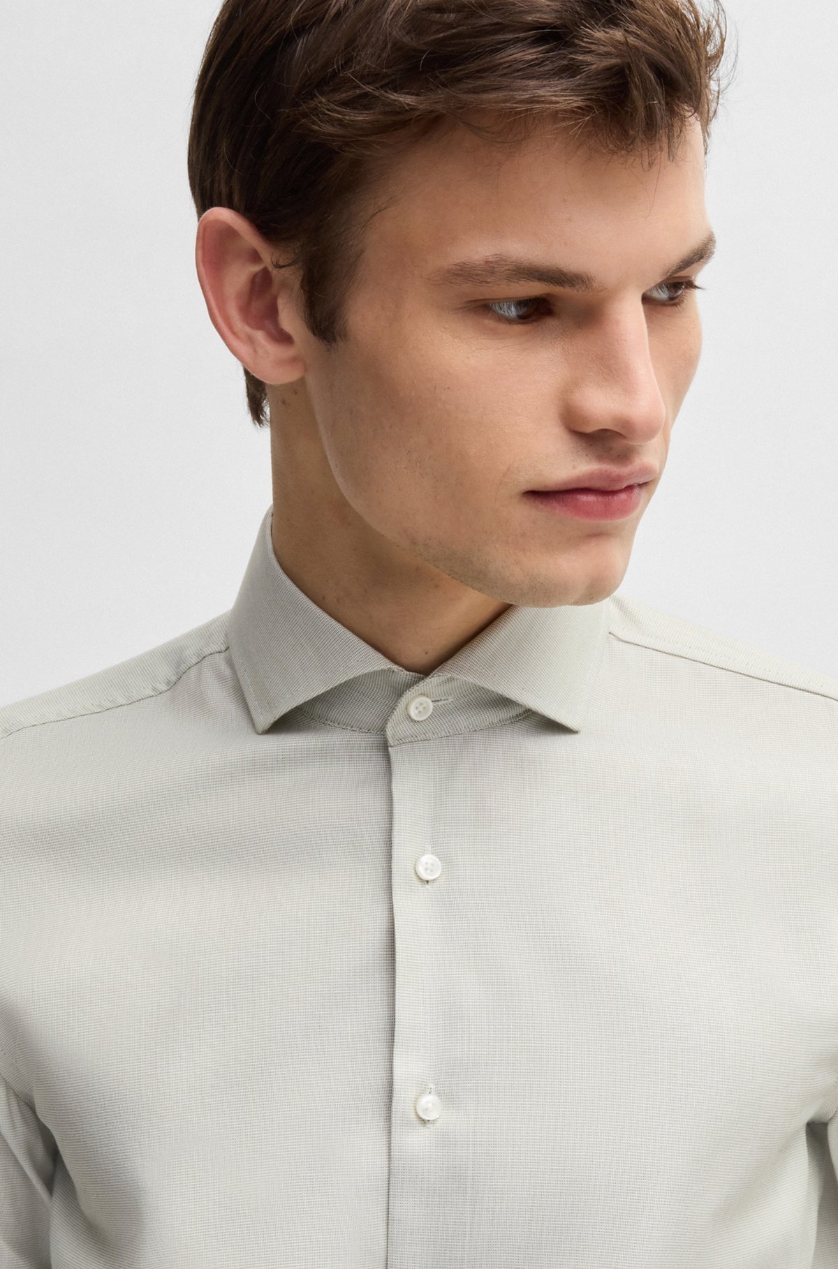 SLIM-FIT SHIRT IN A STRUCTURED COTTON BLEND - 3