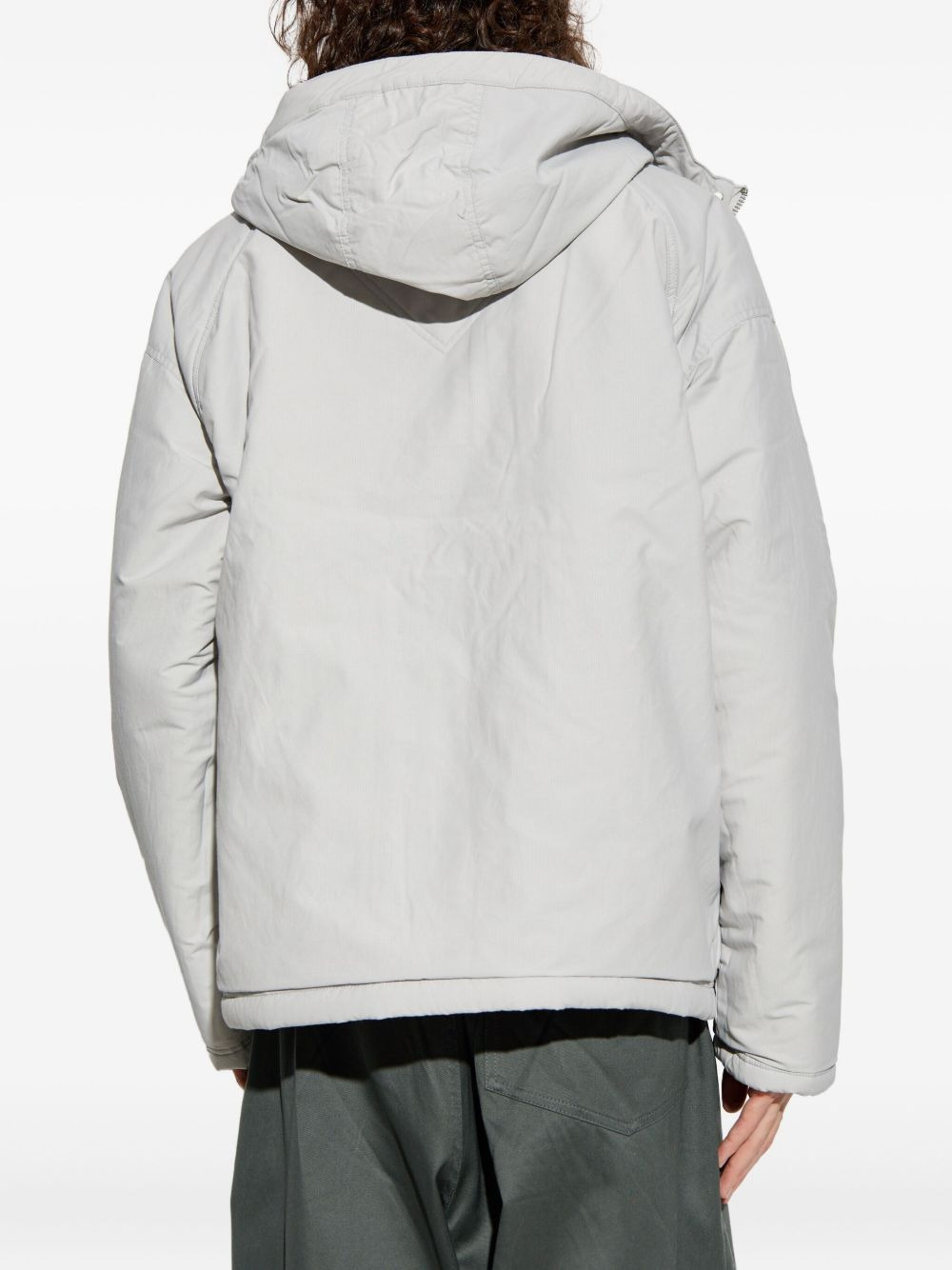 logo-patch fleece hooded jacket - 3