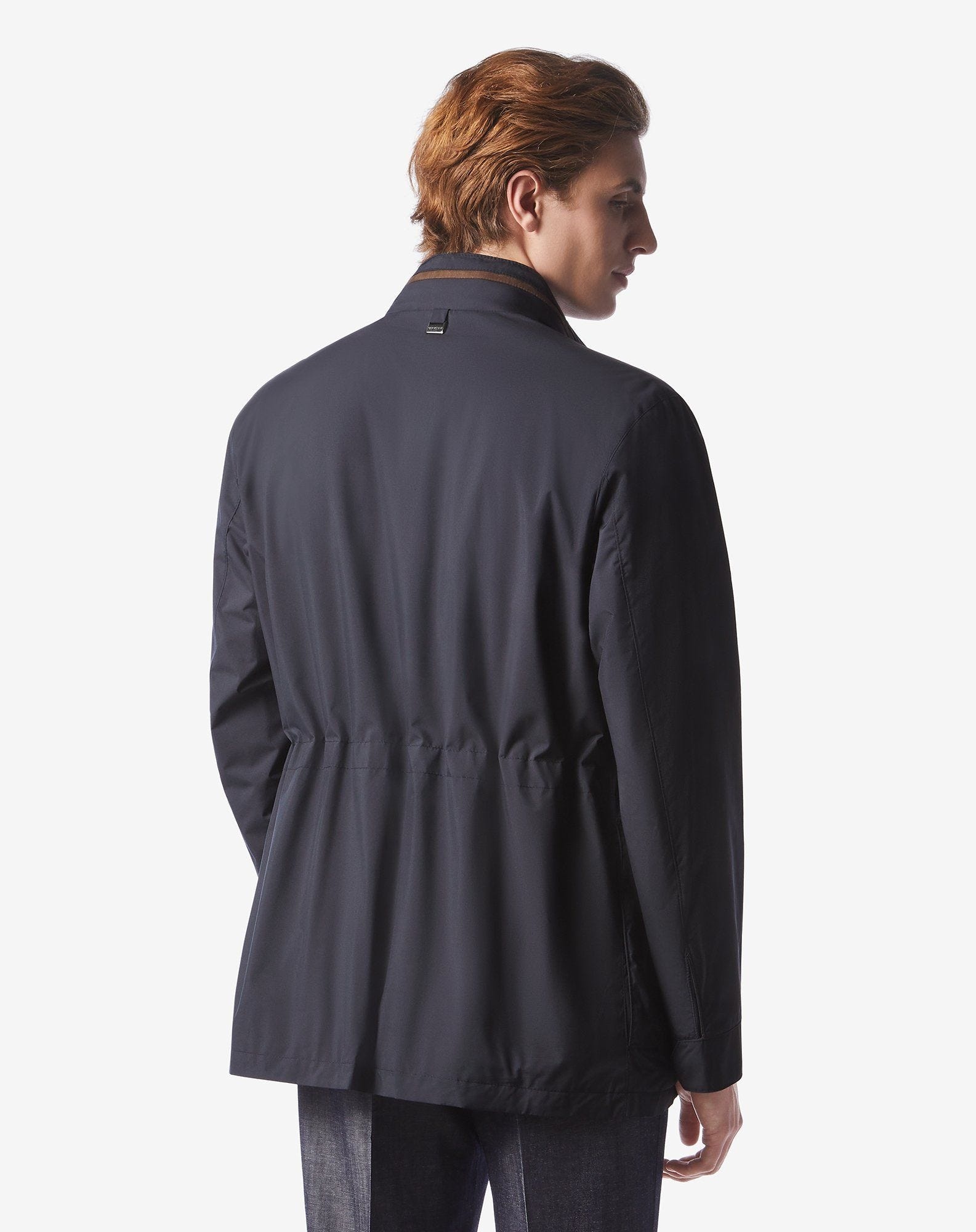 Navy blue water-repellent fabric caban - 4