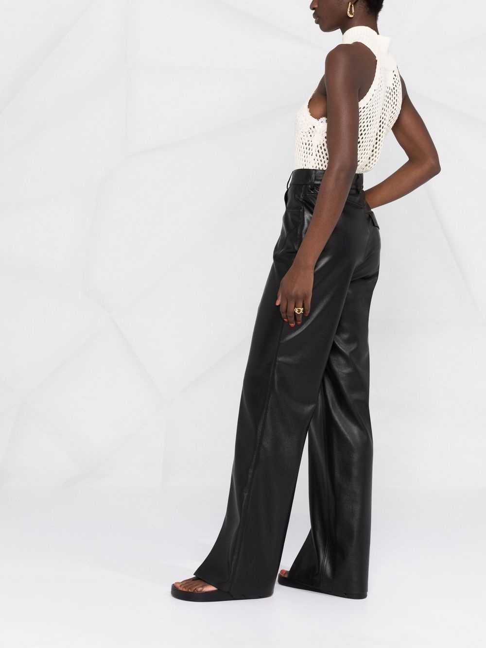 faux-leather bootcut trousers - 4