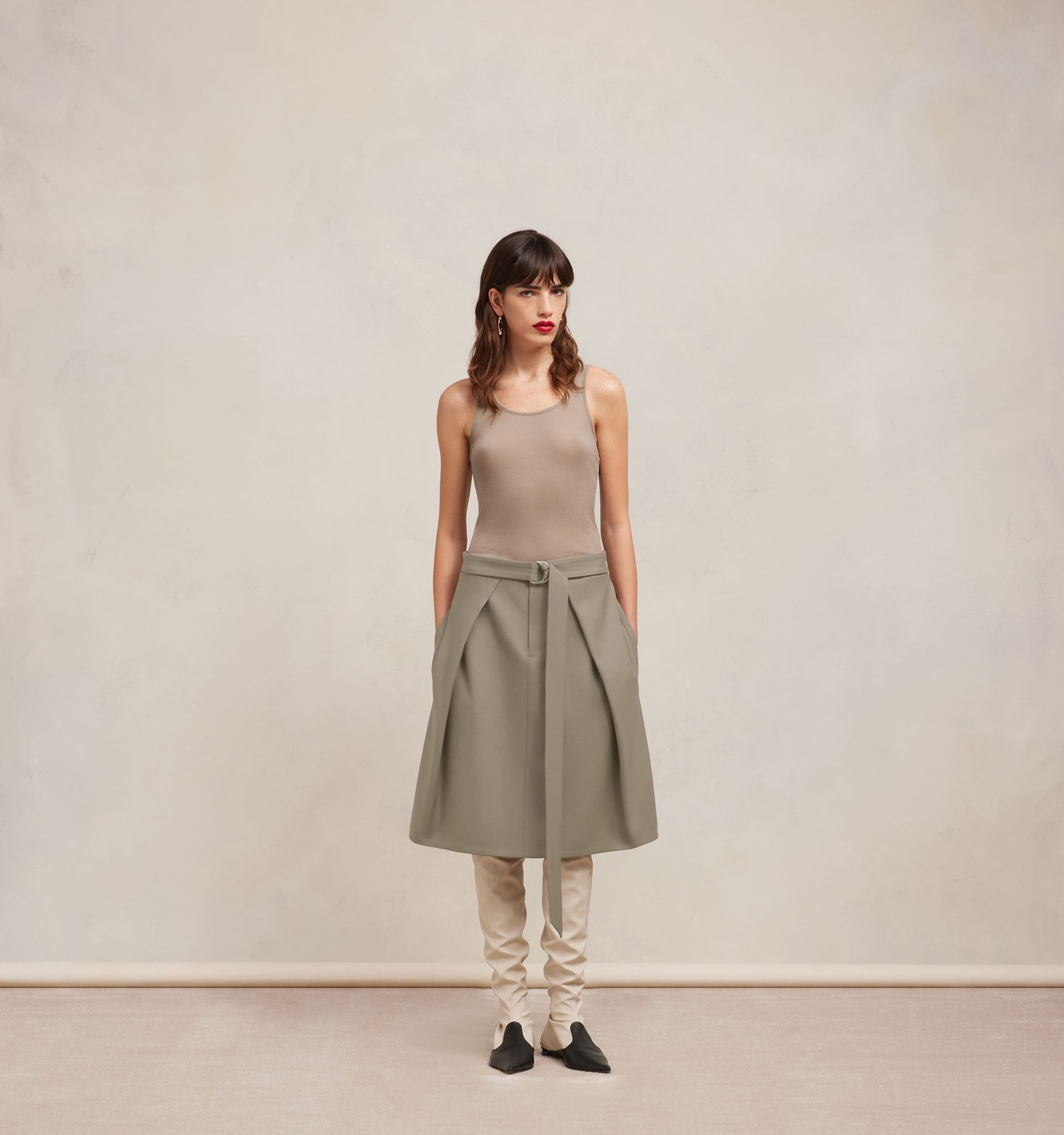A Line Skirt With Floating Panels - 3