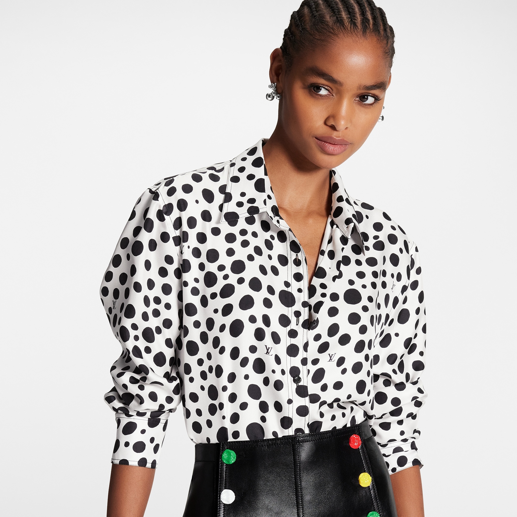 Louis Vuitton LV x YK Infinity Dots Silk Shirt BLACK. Size 34