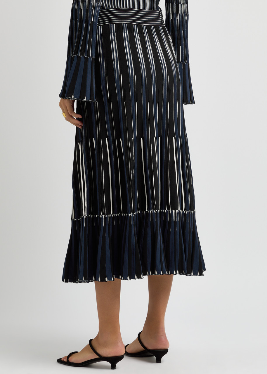 Simkhai Emerie Striped-intarsia Knitted Midi Skirt - 3