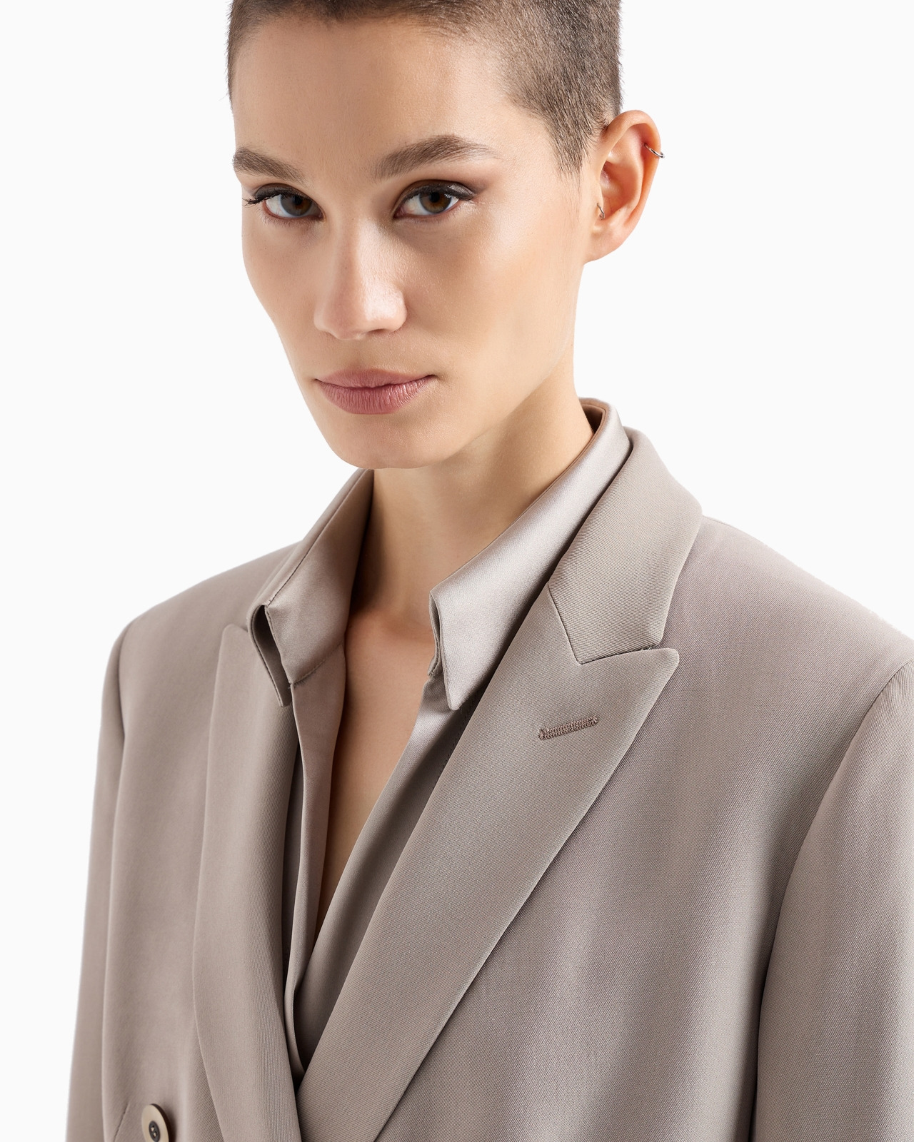 Washed silk double-breasted jacket - 5