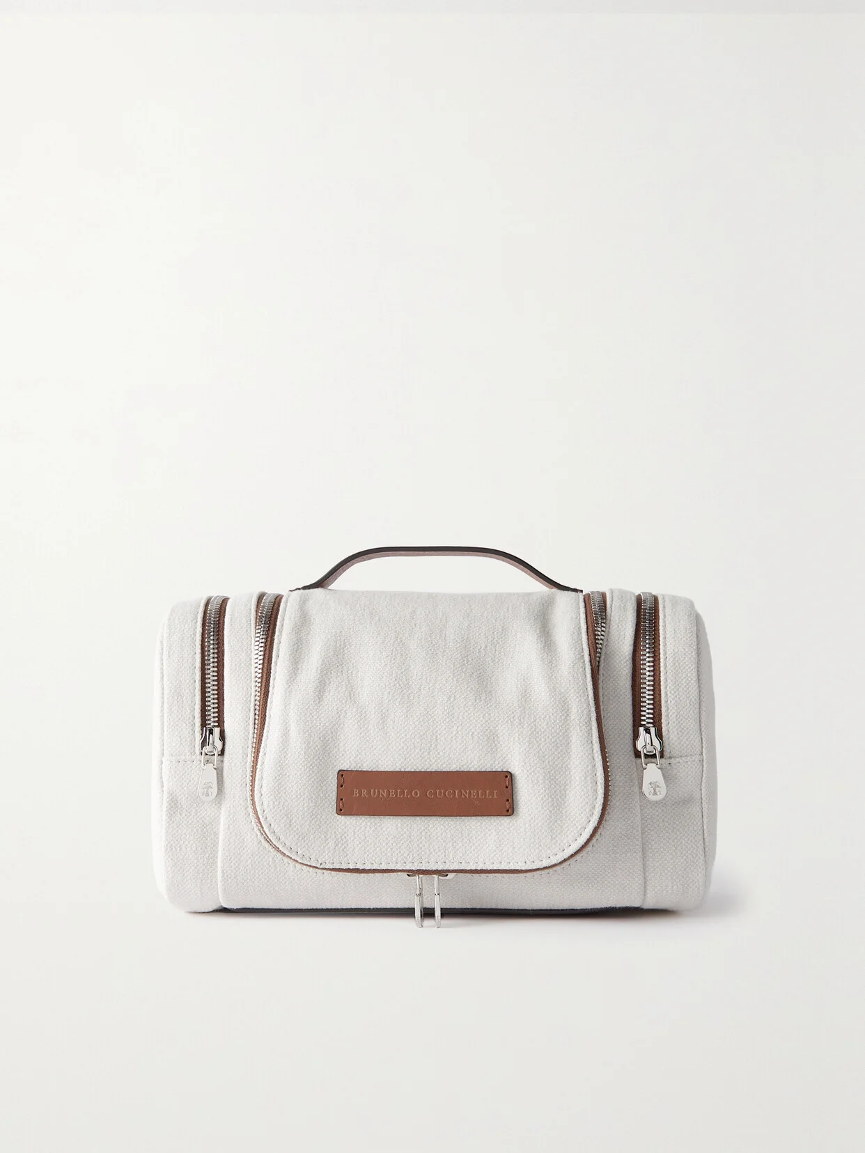 Leather-trimmed Cotton And Linen-blend Canvas Cosmetics Case - 1